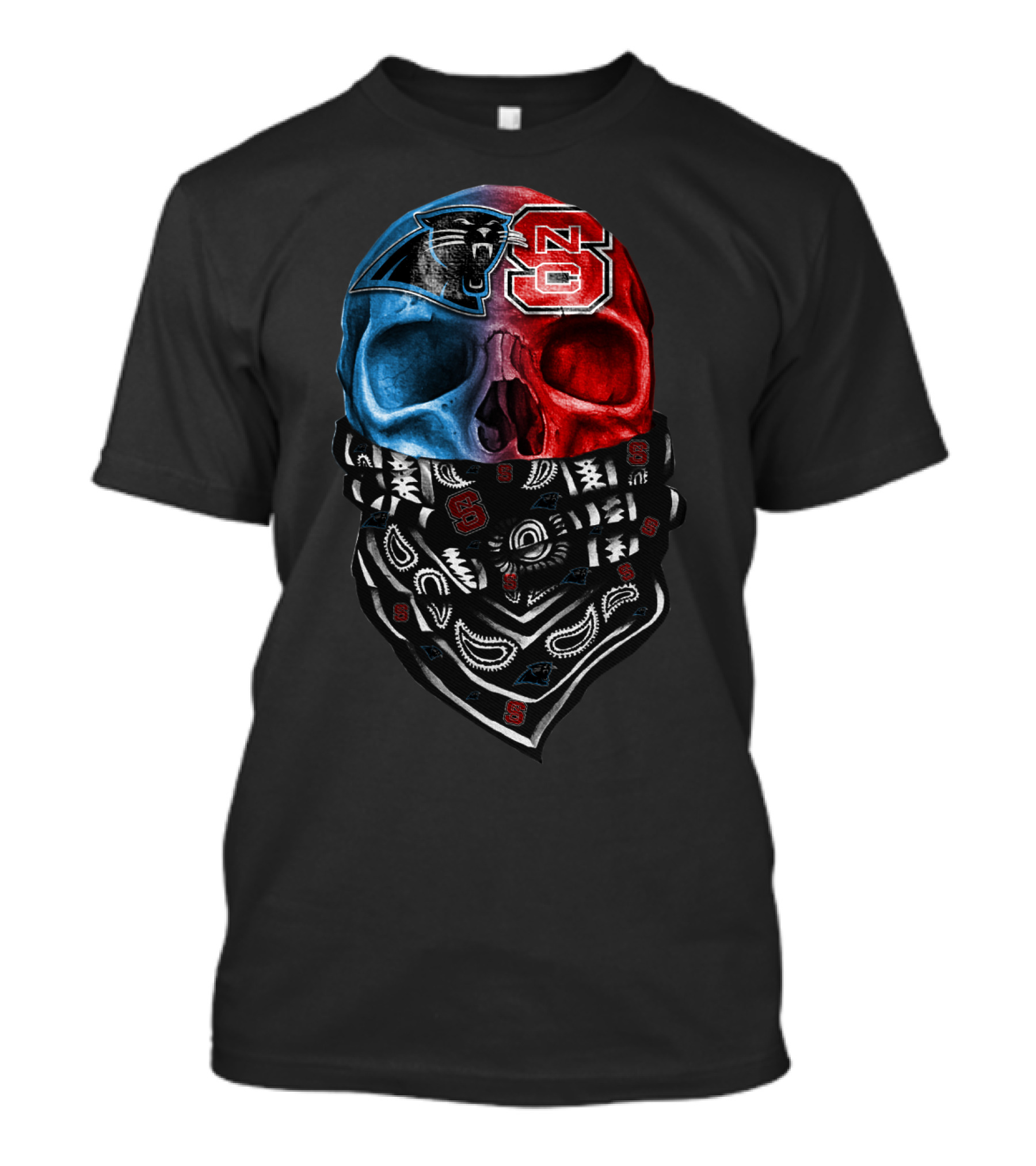 Carolina Panthers Nc State Wolfpack Skull Bandana T-Shirt