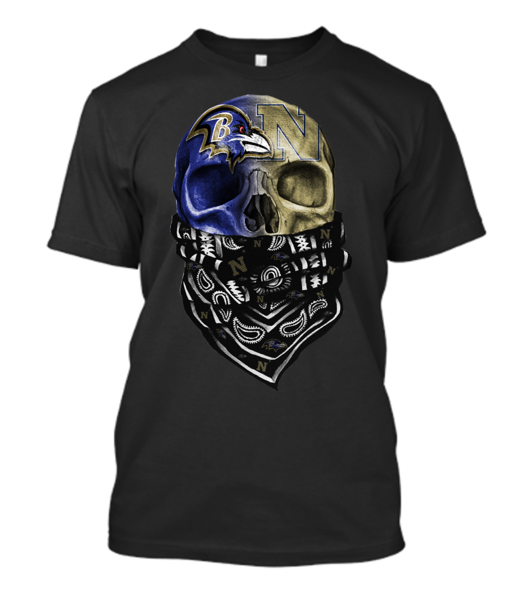Ravens Navy Skull Bandana Sku 103 T-Shirt