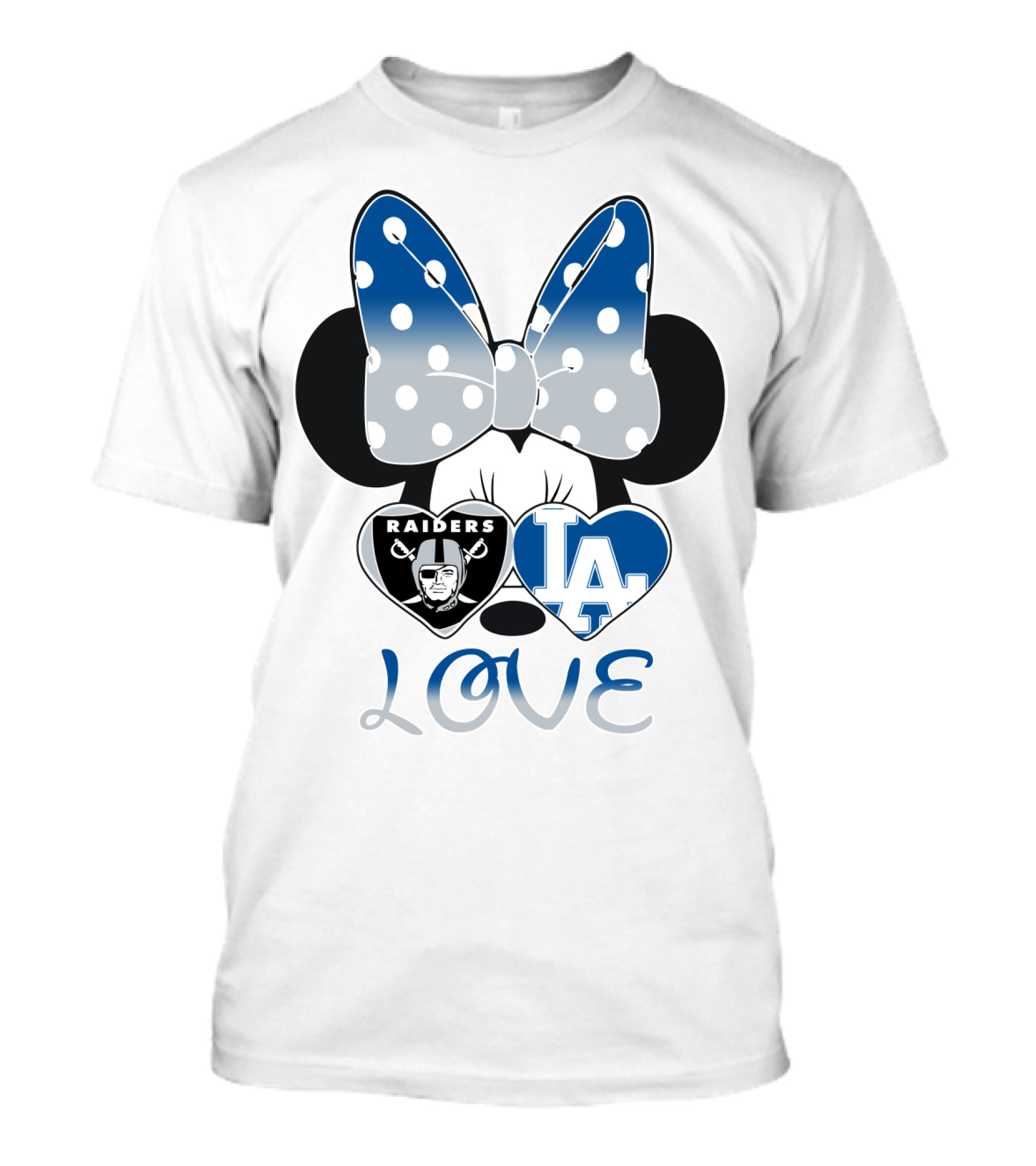 Minnie Mouse Love Raiders La Dodgers Bow Hearts T-Shirt