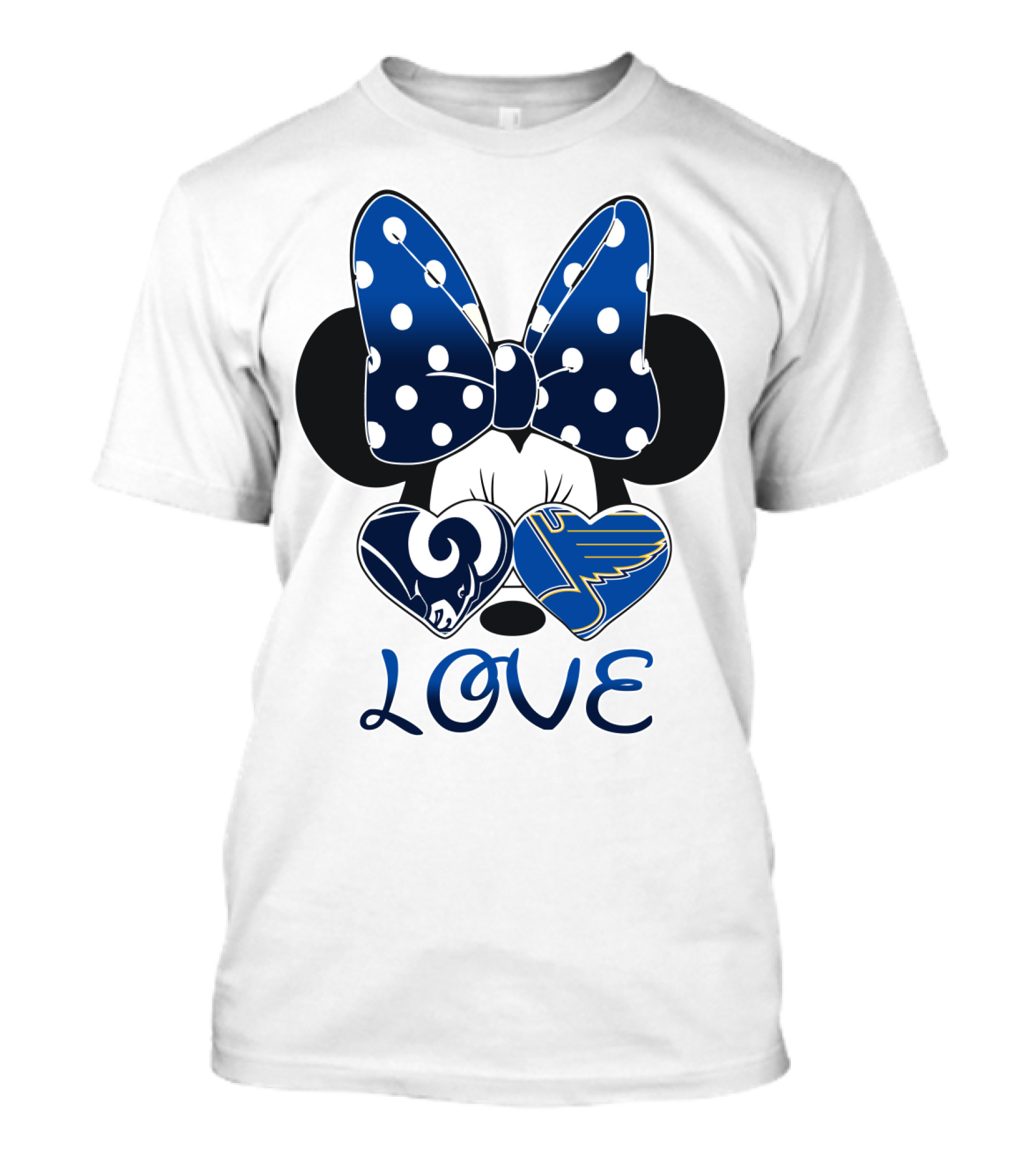 Love Minnie Mouse Rams Blues Hearts T-Shirt