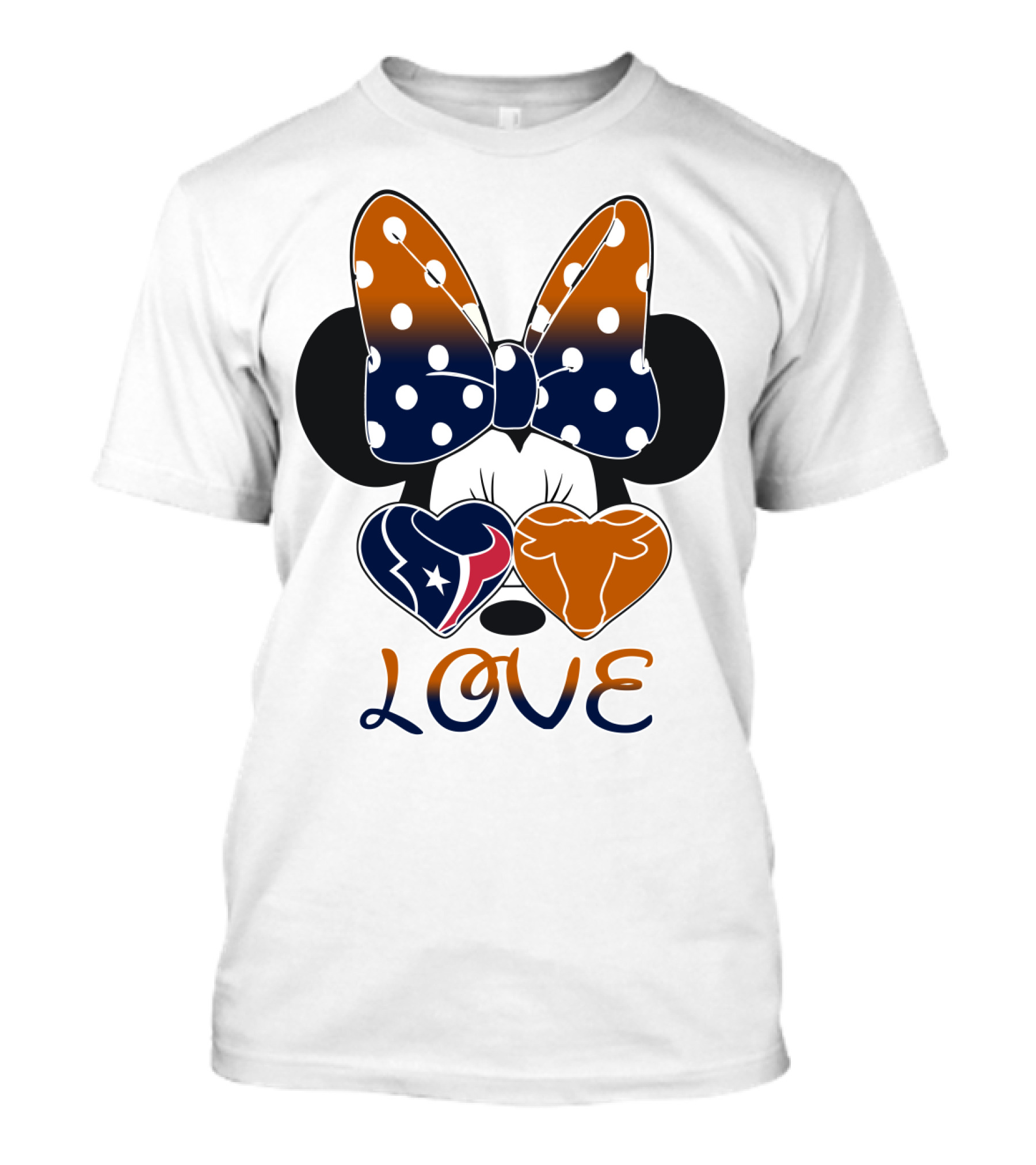 Love Texas Houston Football Minnie Ears Bow T-Shirt