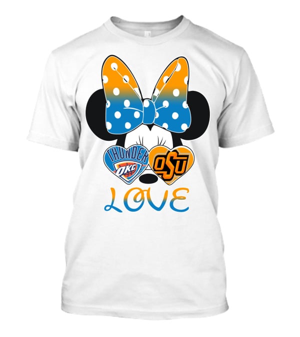 Okc Thunder Osu Love Minnie Bow Hearts T-Shirt
