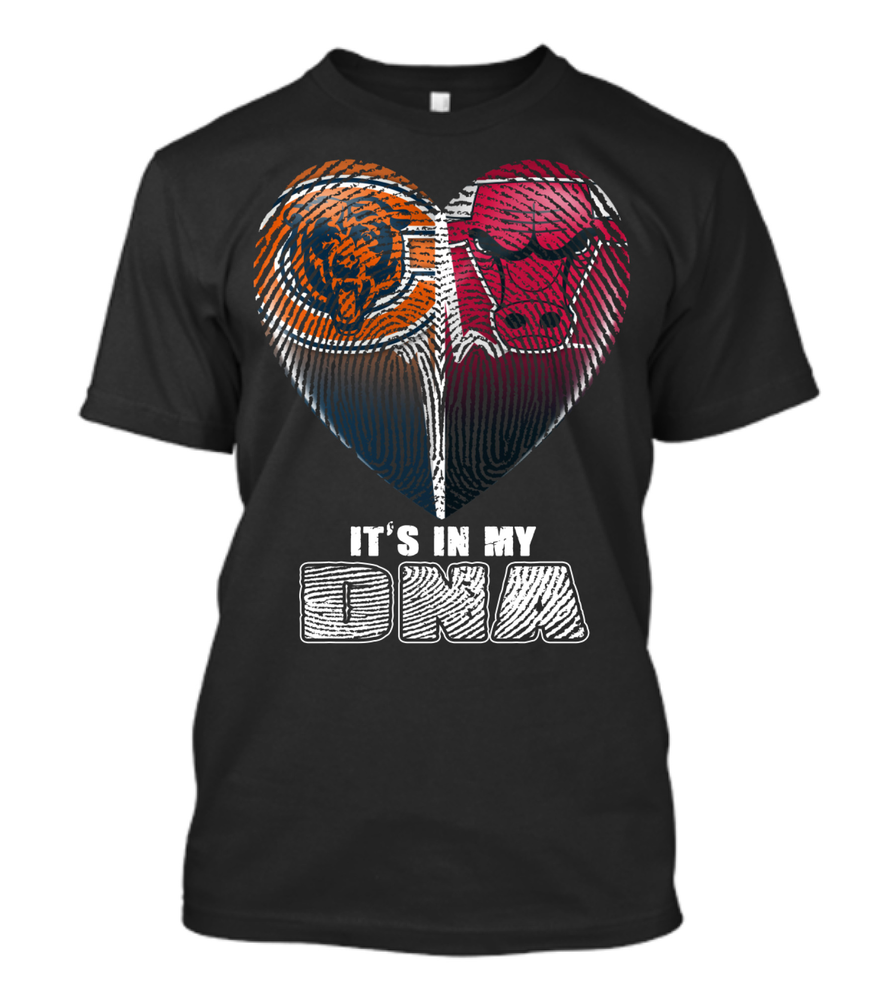 It's In My Dna Bears Bulls Heart Fingerprint 007 T-Shirt