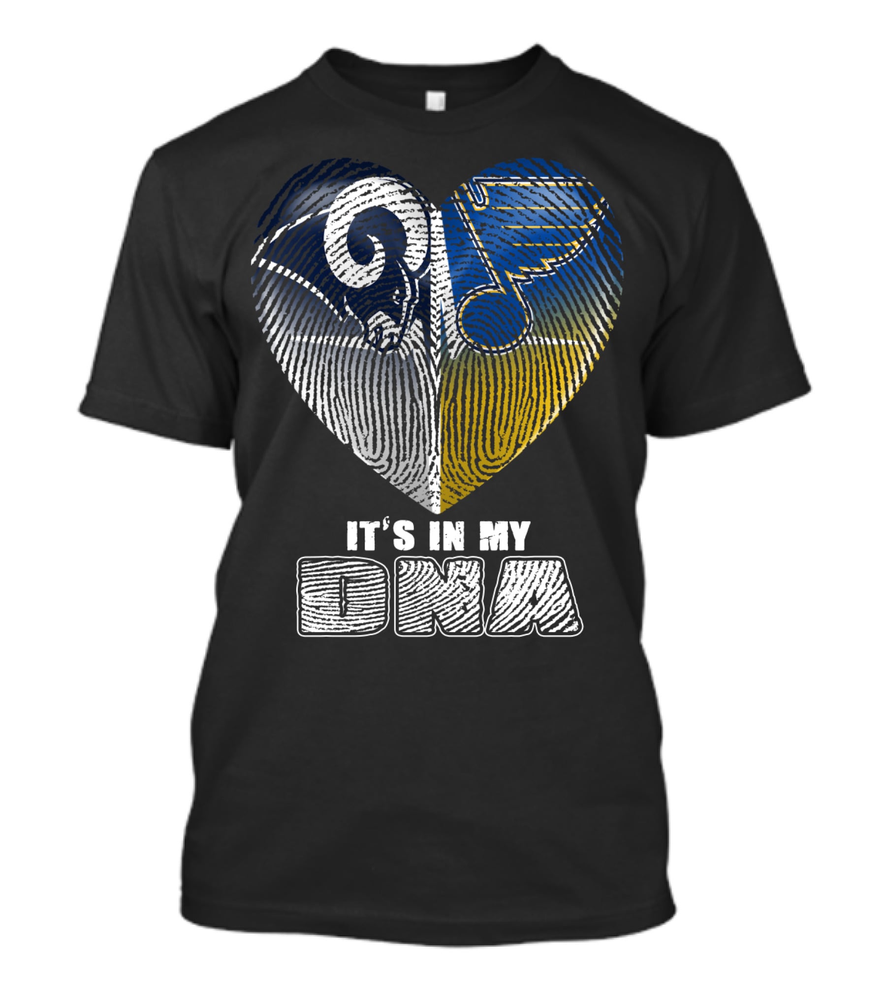 It's In My Dna Rams Blues Heart Fingerprint T-Shirt
