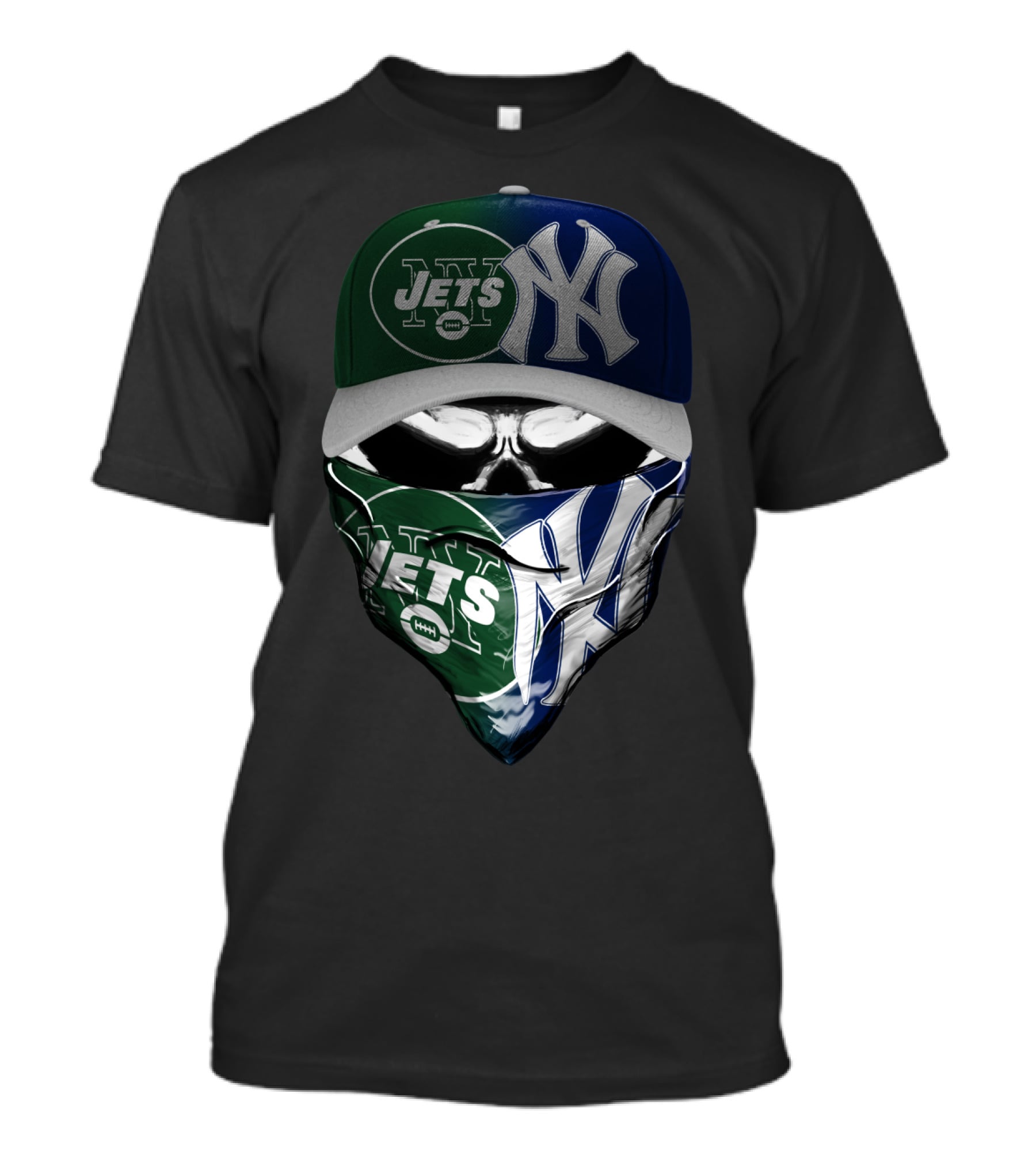 New York Jets Yankees Skull Mask T-Shirt