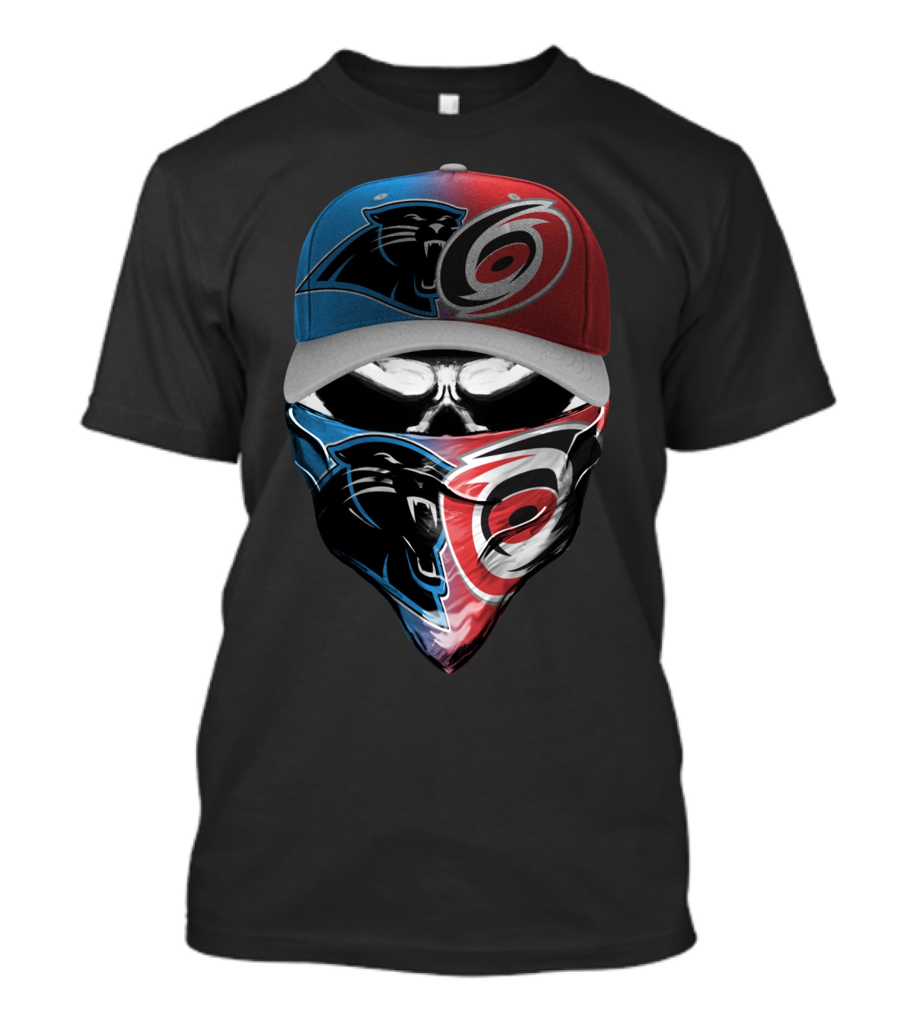 Carolina Panthers Hurricanes Dual Face Mask Hat Design 081 T-Shirt