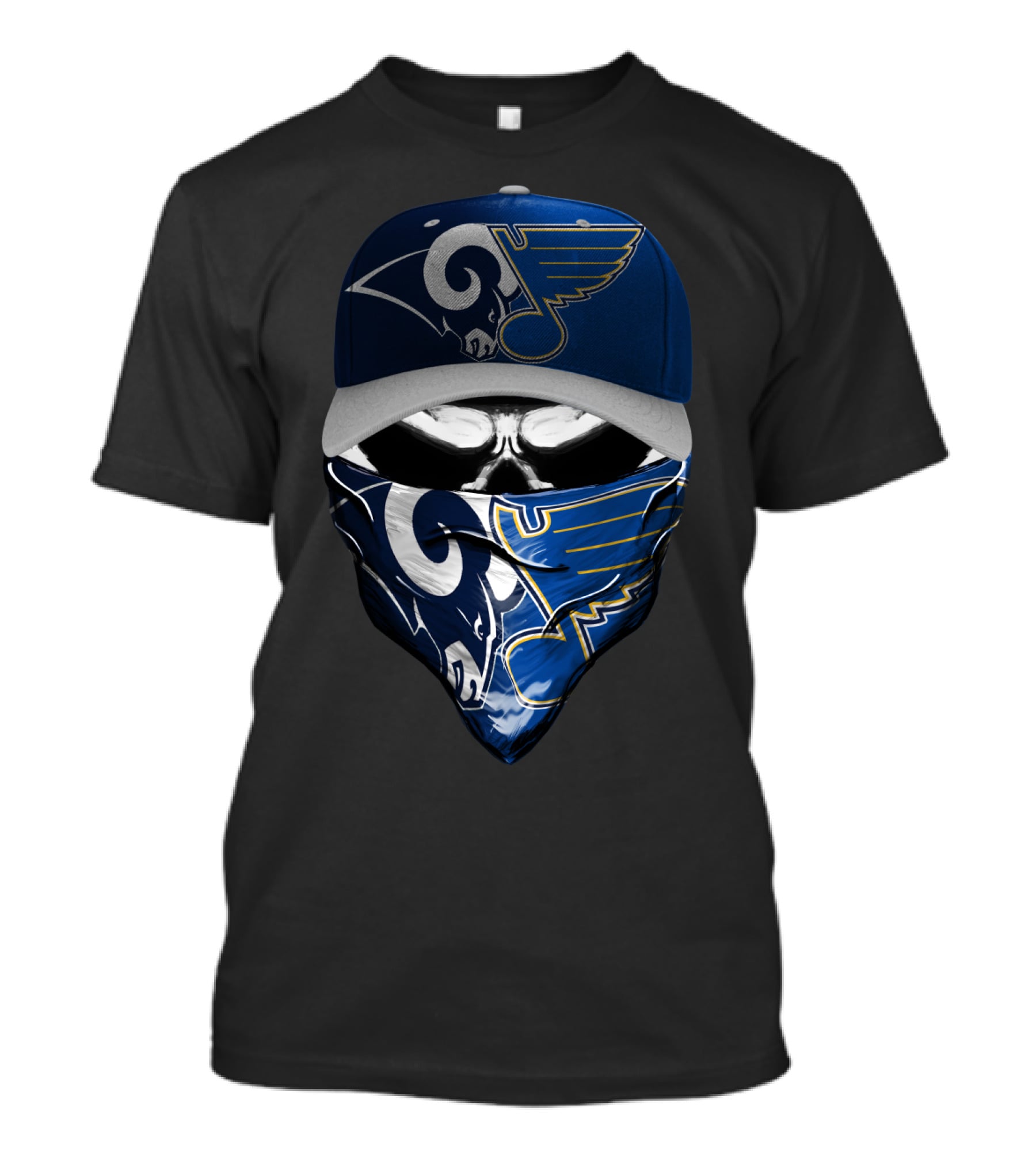 Blue Rams And Wings Logos Hat And Bandana T-Shirt