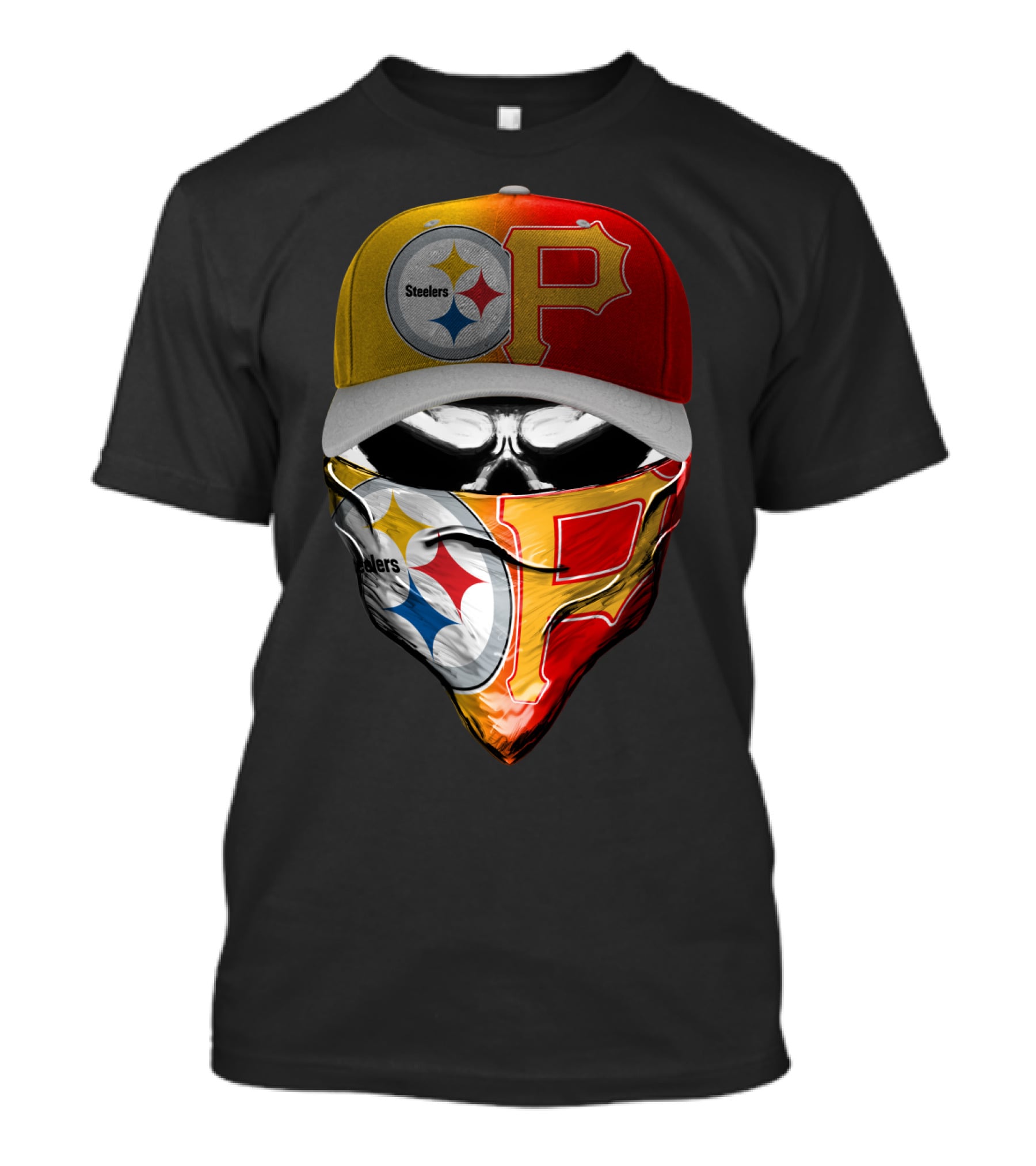 Steelers Pirates Crossover Baseball Cap Bandana Combo T-Shirt