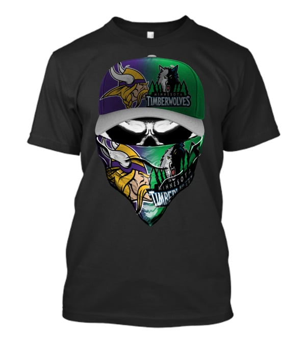 Minnesota Vikings Timberwolves Crossover Skull Mask Skum 134 T-Shirt
