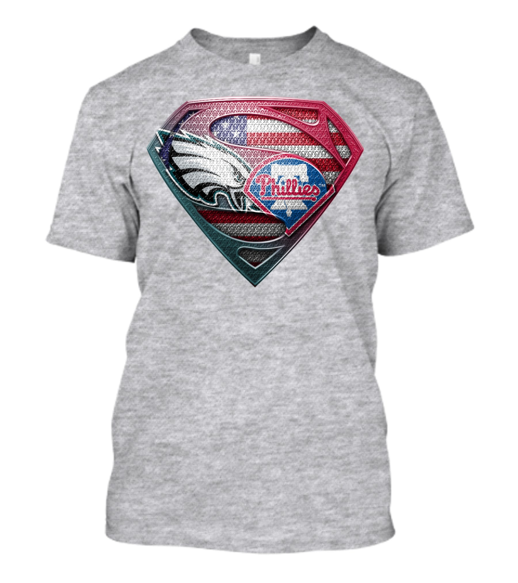 Philadelphia Eagles Phillies Super Logo American Flag - T-Shirt