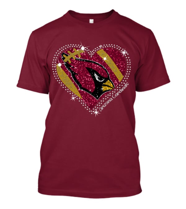 Arizona Cardinals Heart Logo Sparkle T-Shirt
