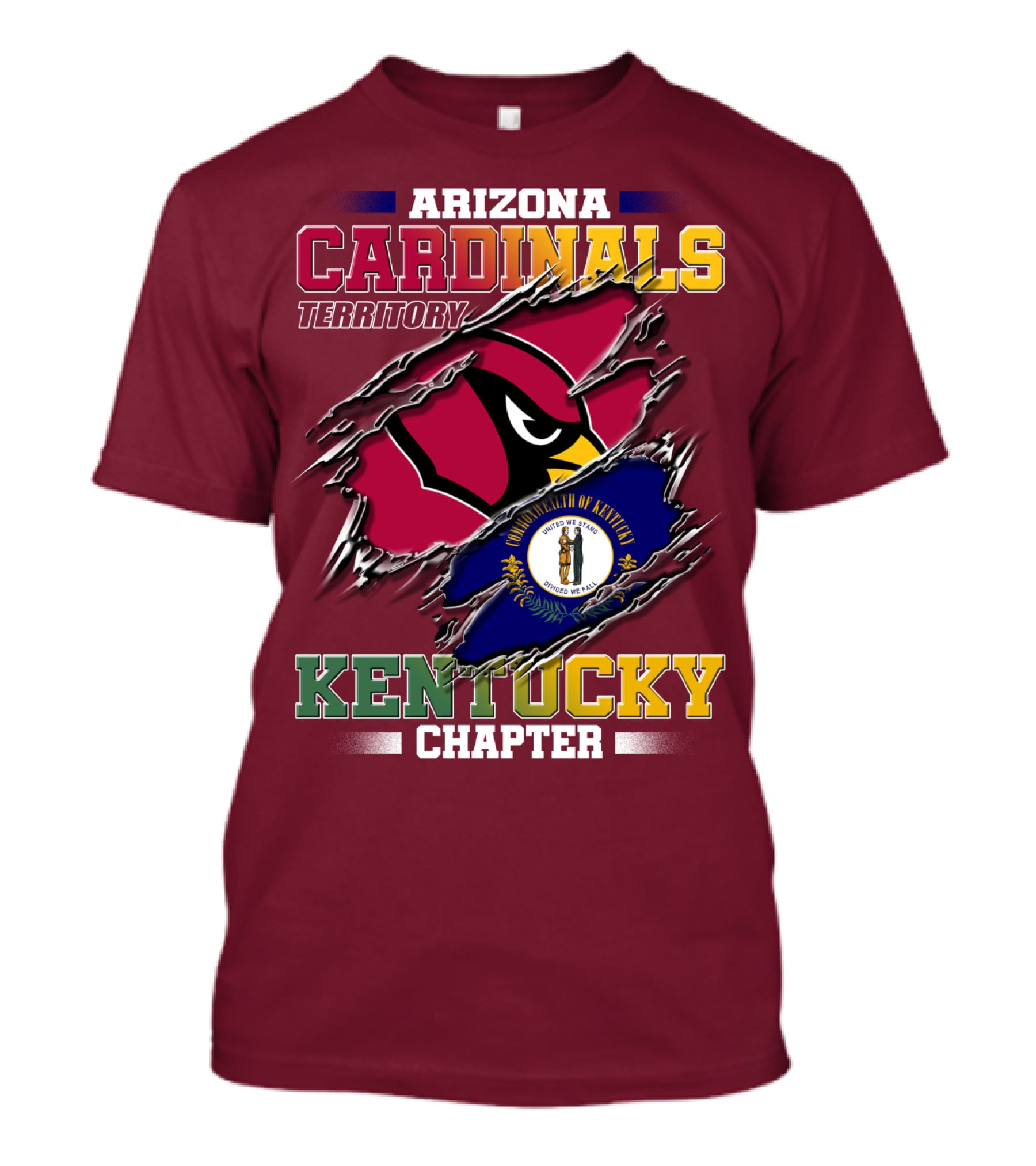 Arizona Cardinals Territory Kentucky Chapter Commonwealth Of Kentucky Flag T-Shirt