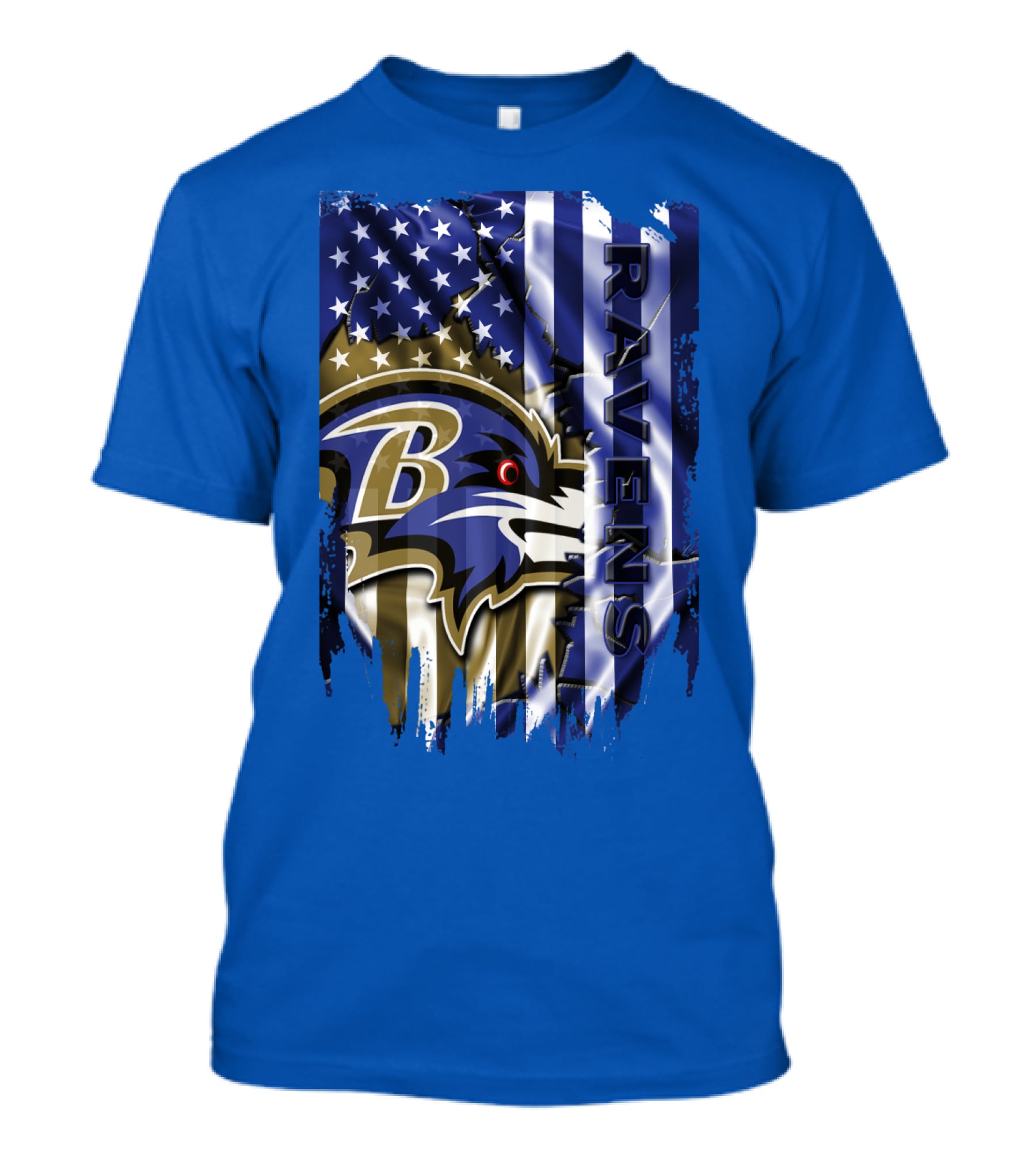 Baltimore Ravens American Flag Blend Football Team T-Shirt
