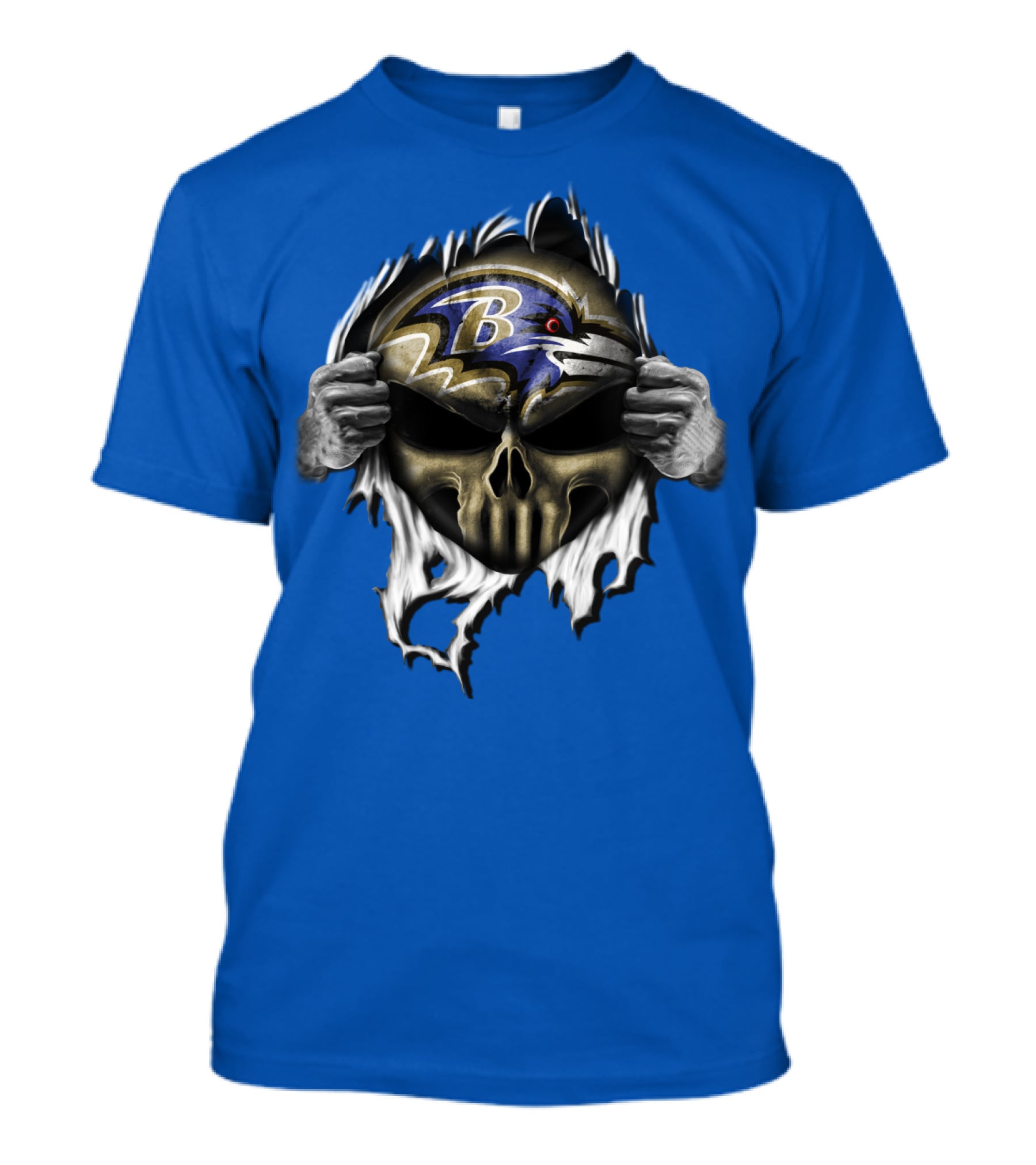 Baltimore Ravens Skull Logo Tear Reveal T-Shirt