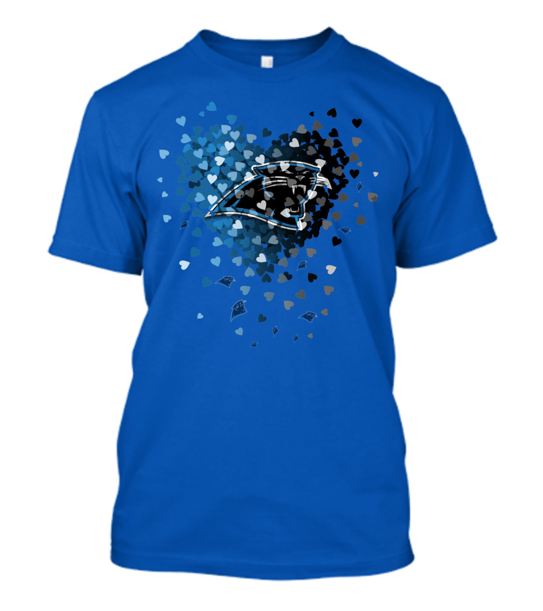 Carolina Panthers Heart-Shaped Blue And Black Logo T-Shirt