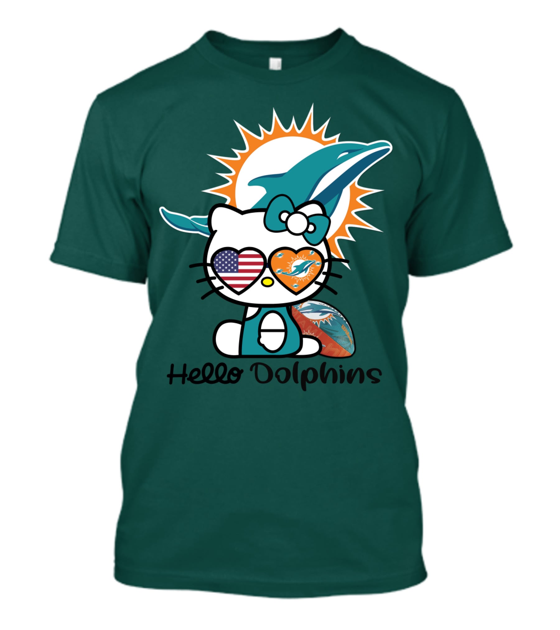 Hello Dolphins Miami Dolphins American Flag T-Shirt