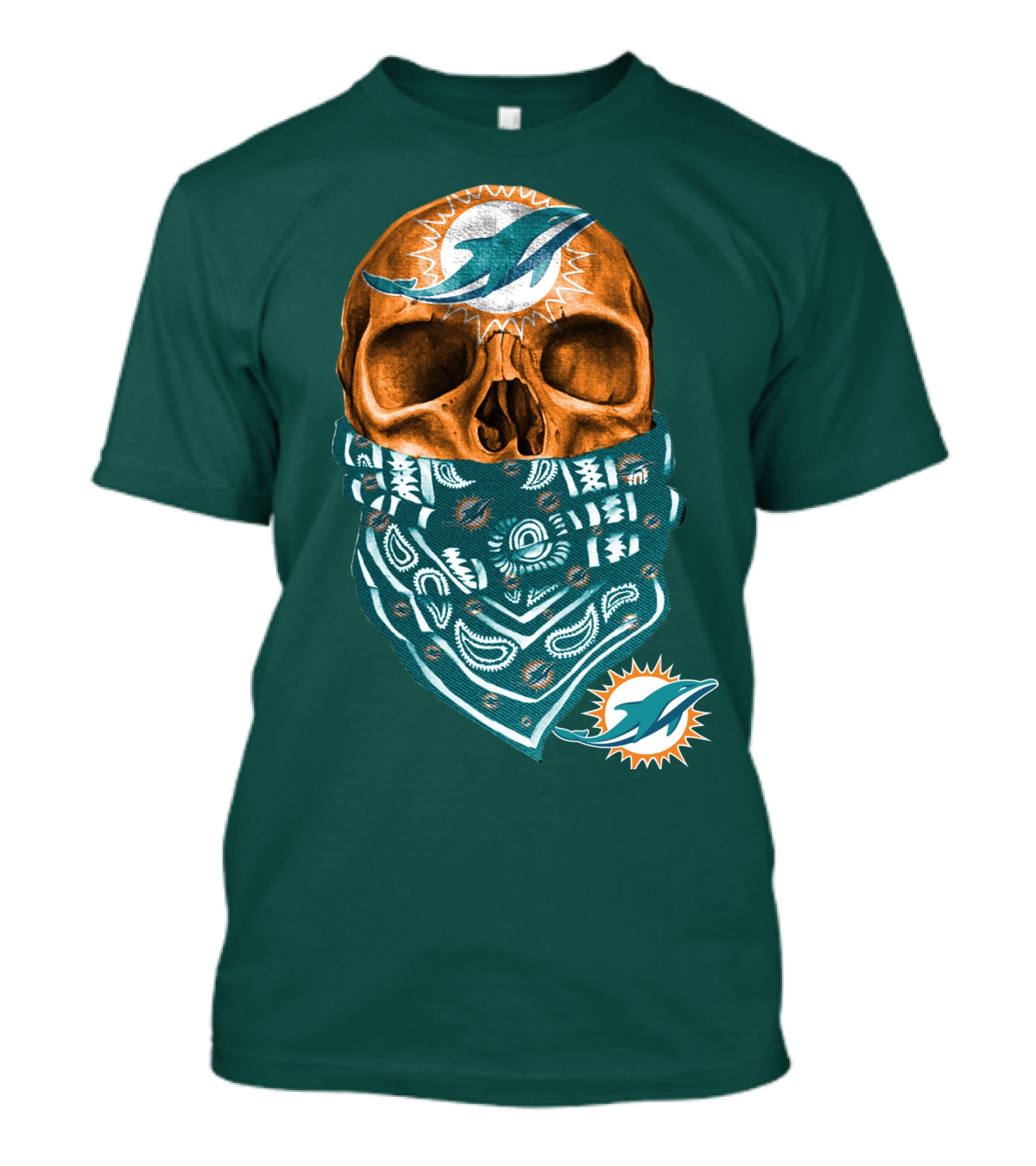 Miami Dolphins Skull Bandana T-Shirt