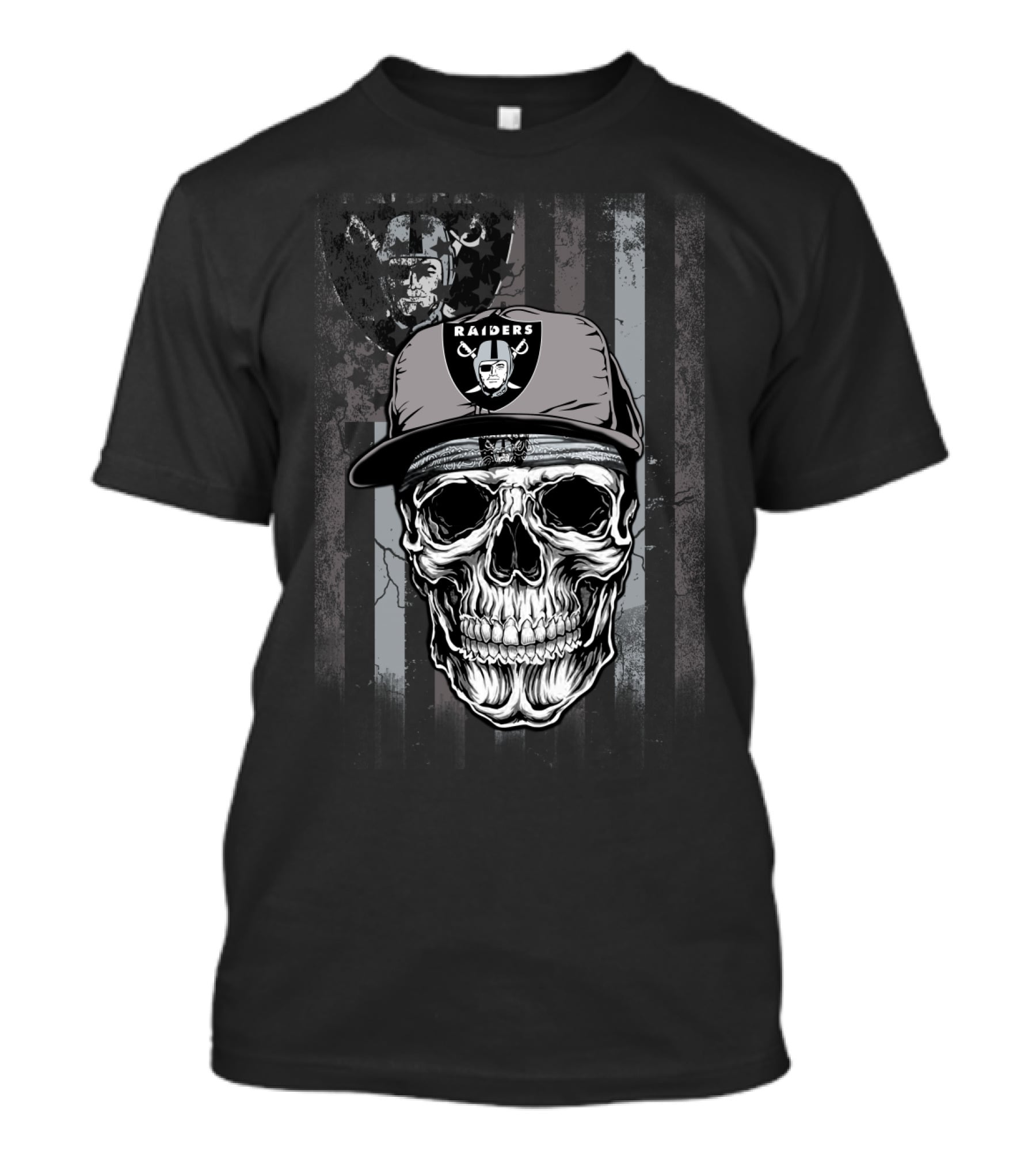 Oakland Raiders Skull With Raiders Cap And Team T-Shirt