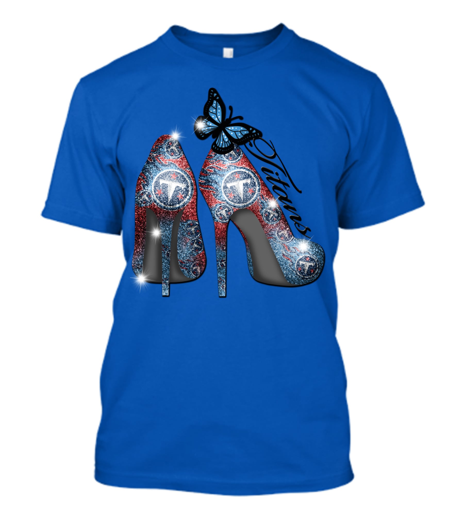 Tennessee Titans Sparkling High Heels And Butterfly T-Shirt