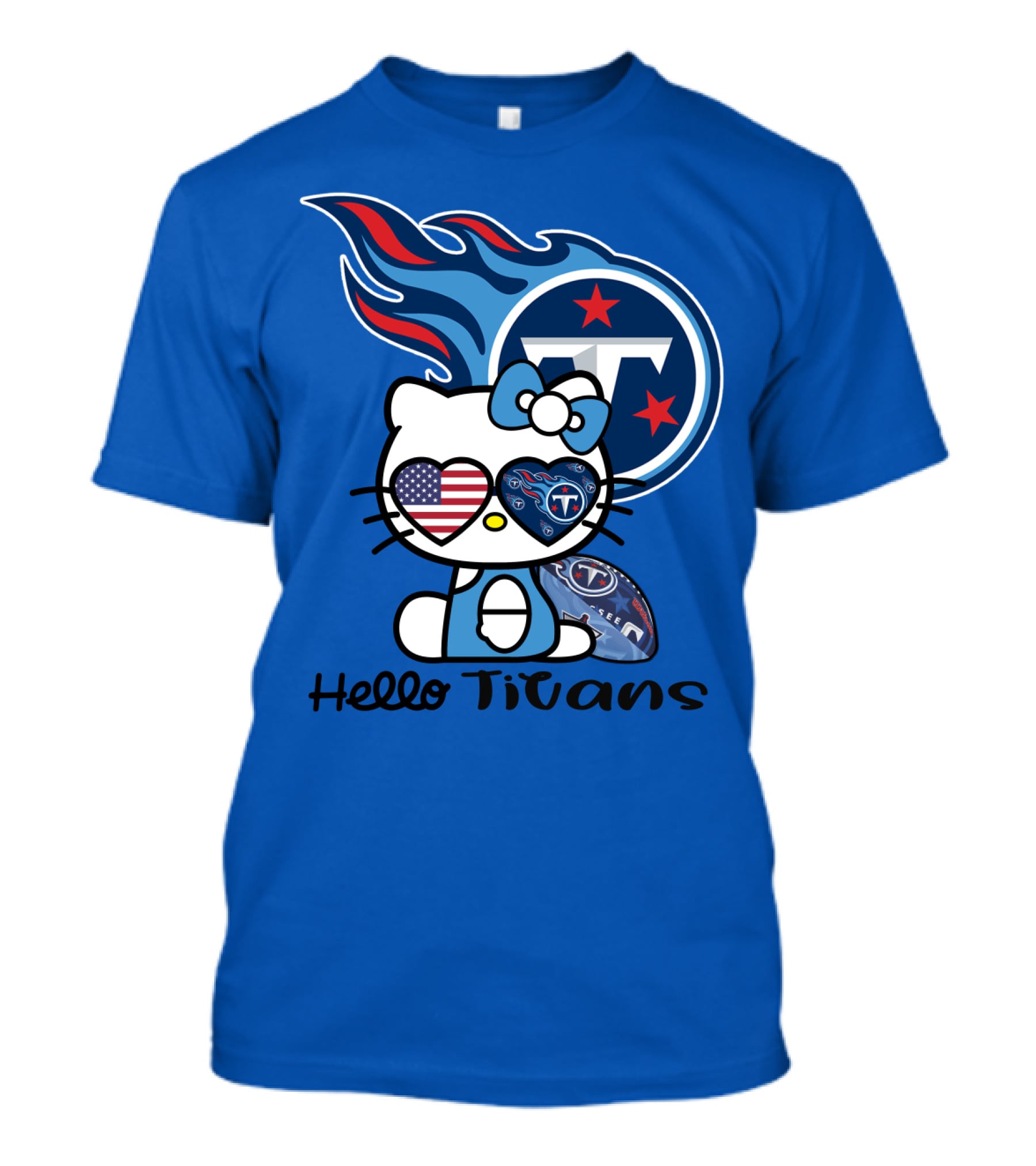 Hello Titans Tennessee Titans Football Kitty With Heart T-Shirt