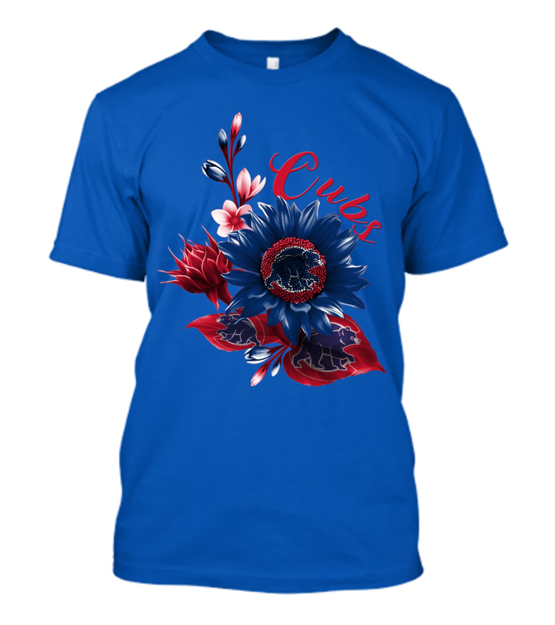 Cubs Blue And Red Floral T-Shirt