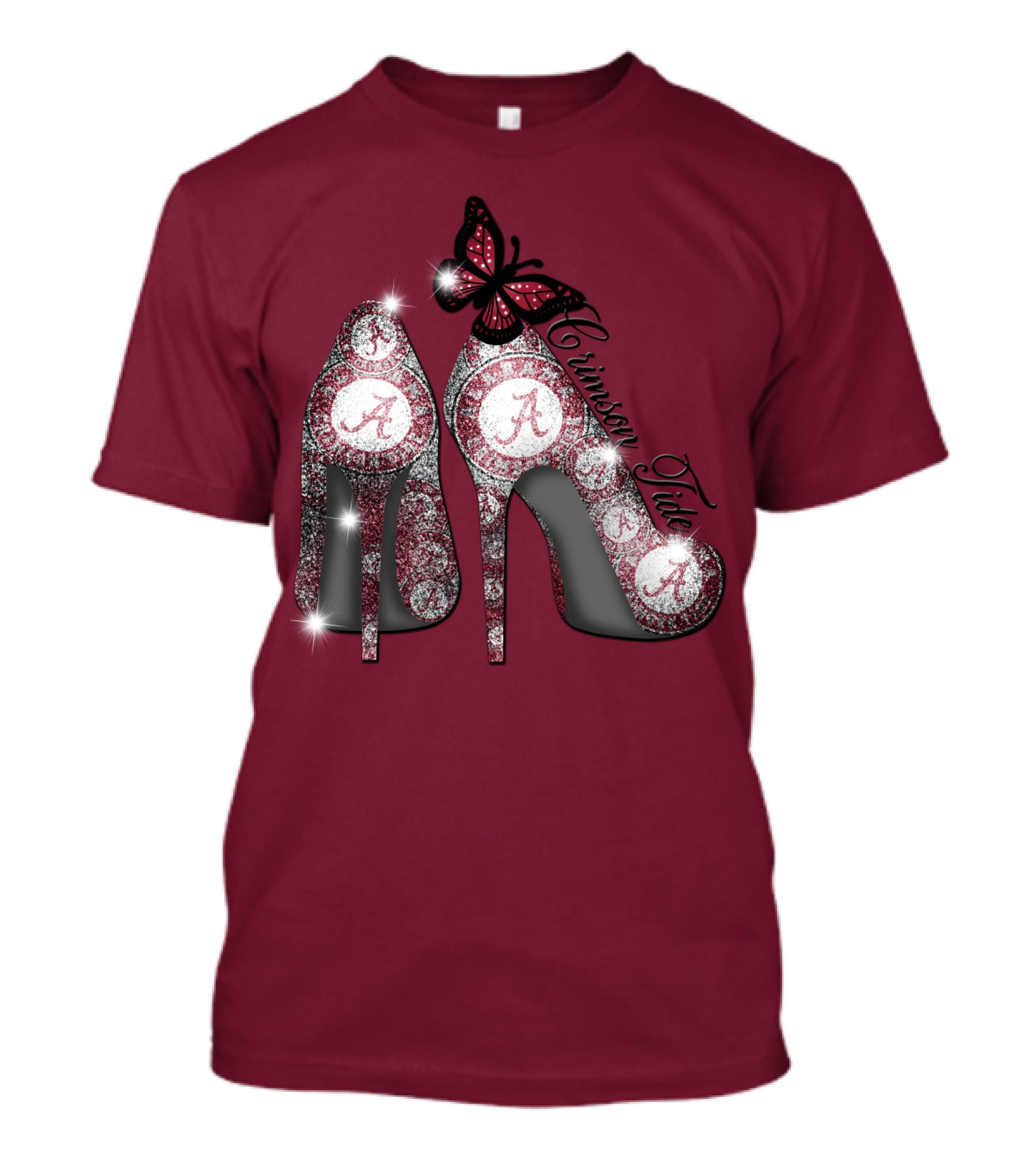 Crimson Tide Heels With Butterfly T-Shirt