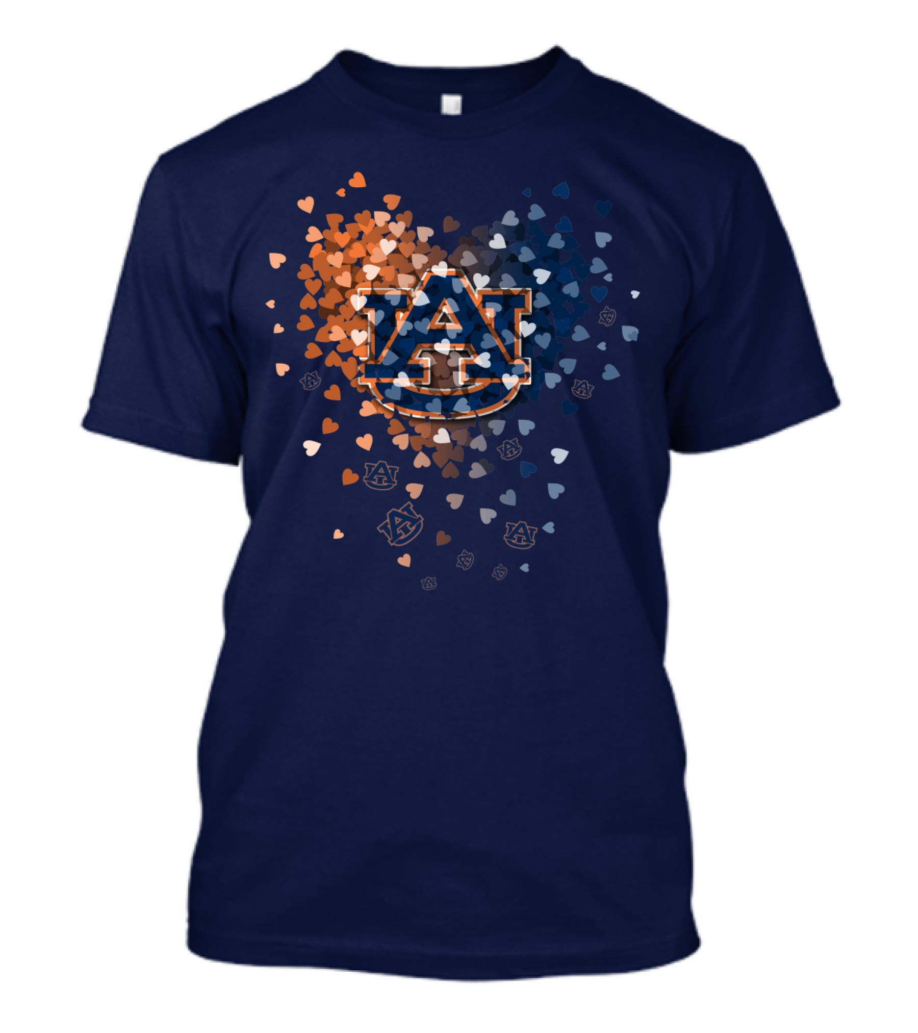 Auburn Tigers Au Logo With Orange And Blue Heart Confetti T-Shirt