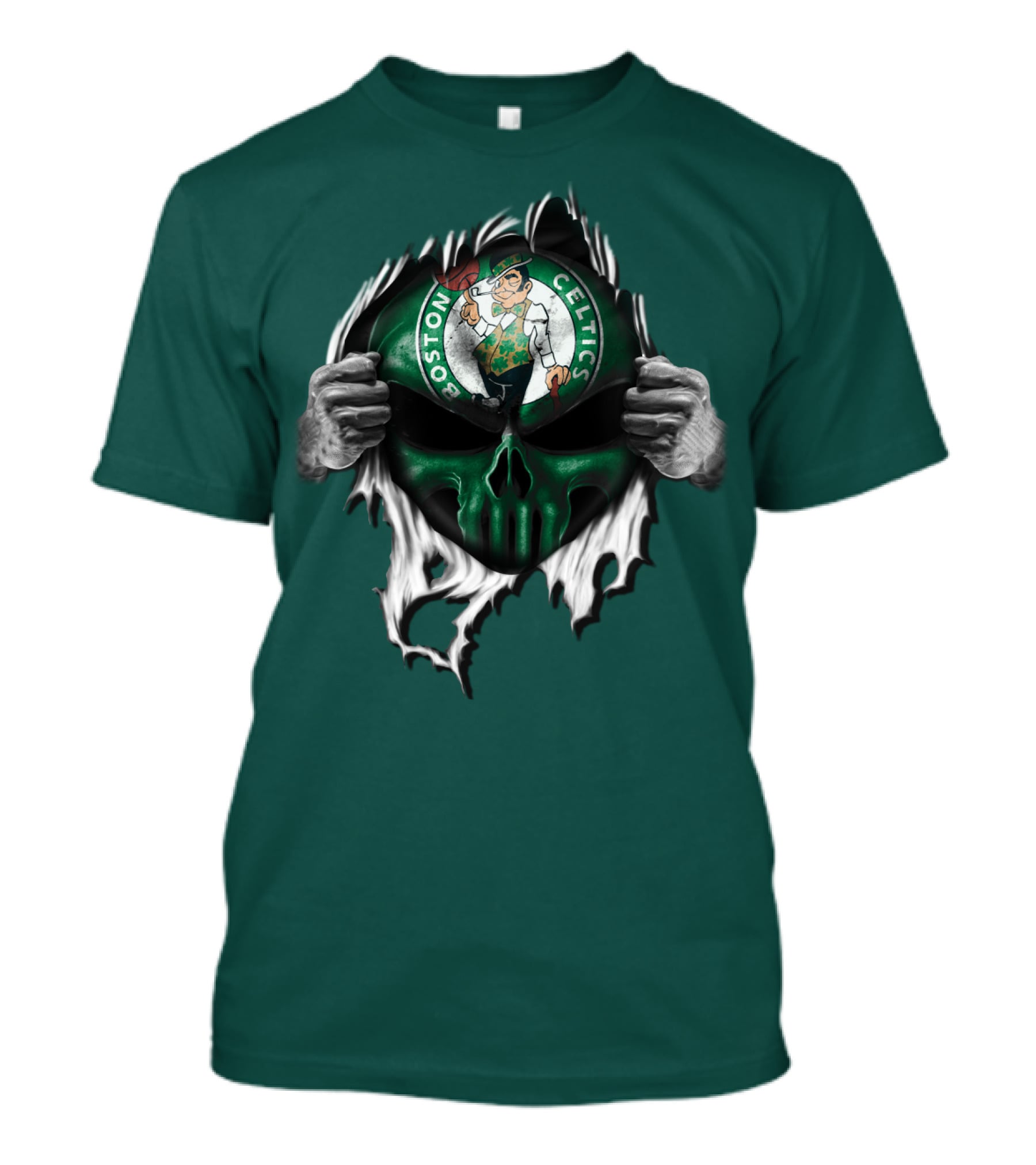 Boston Celtics Skull And Leprechaun Emblem T-Shirt