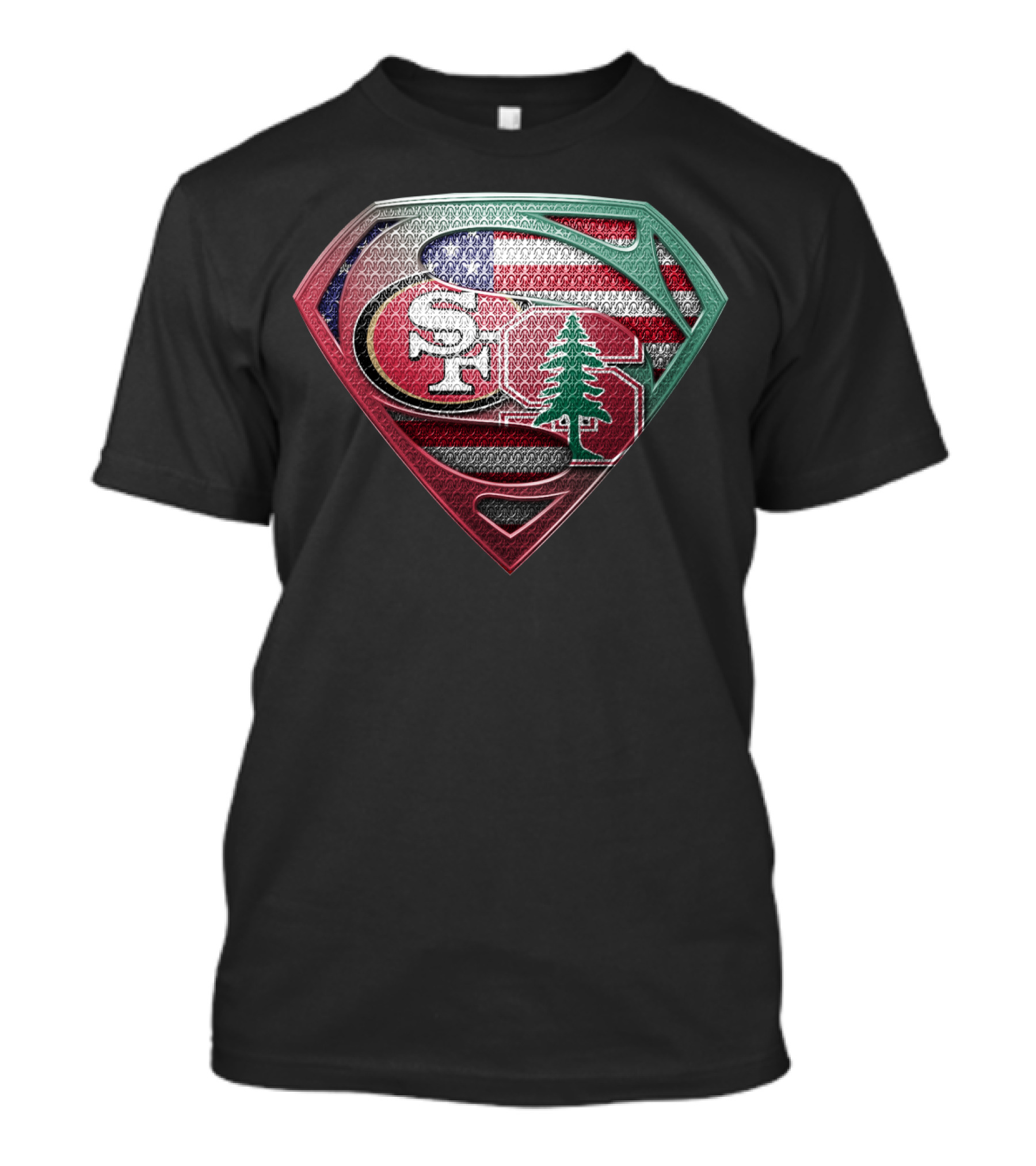 Stanford Cardinal San Francisco 49ers Superman Shield Flag T-Shirt