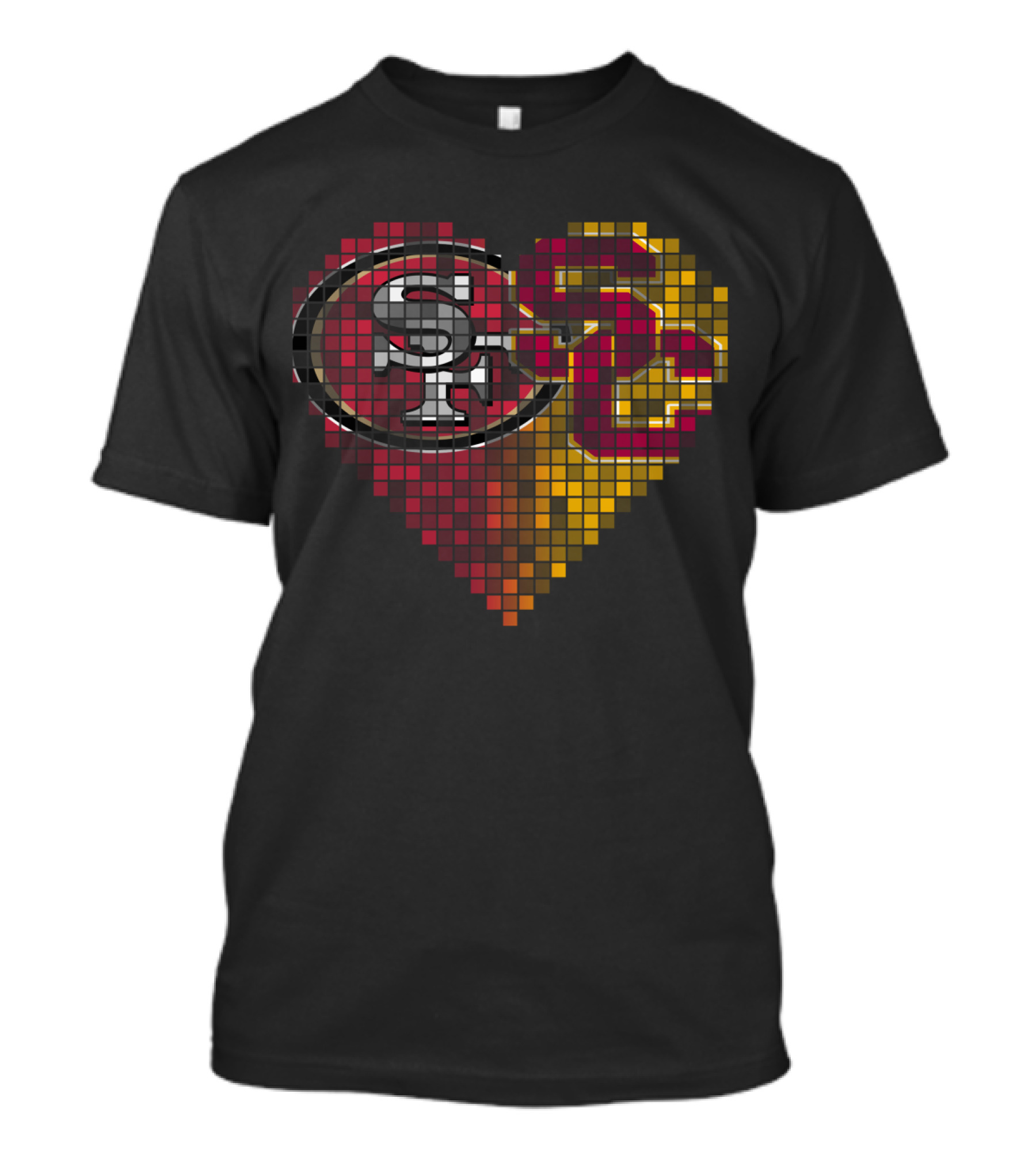 Ttr 005 Heart Mosaic San Francisco 49ers And Usc Trojans Logos T-Shirt