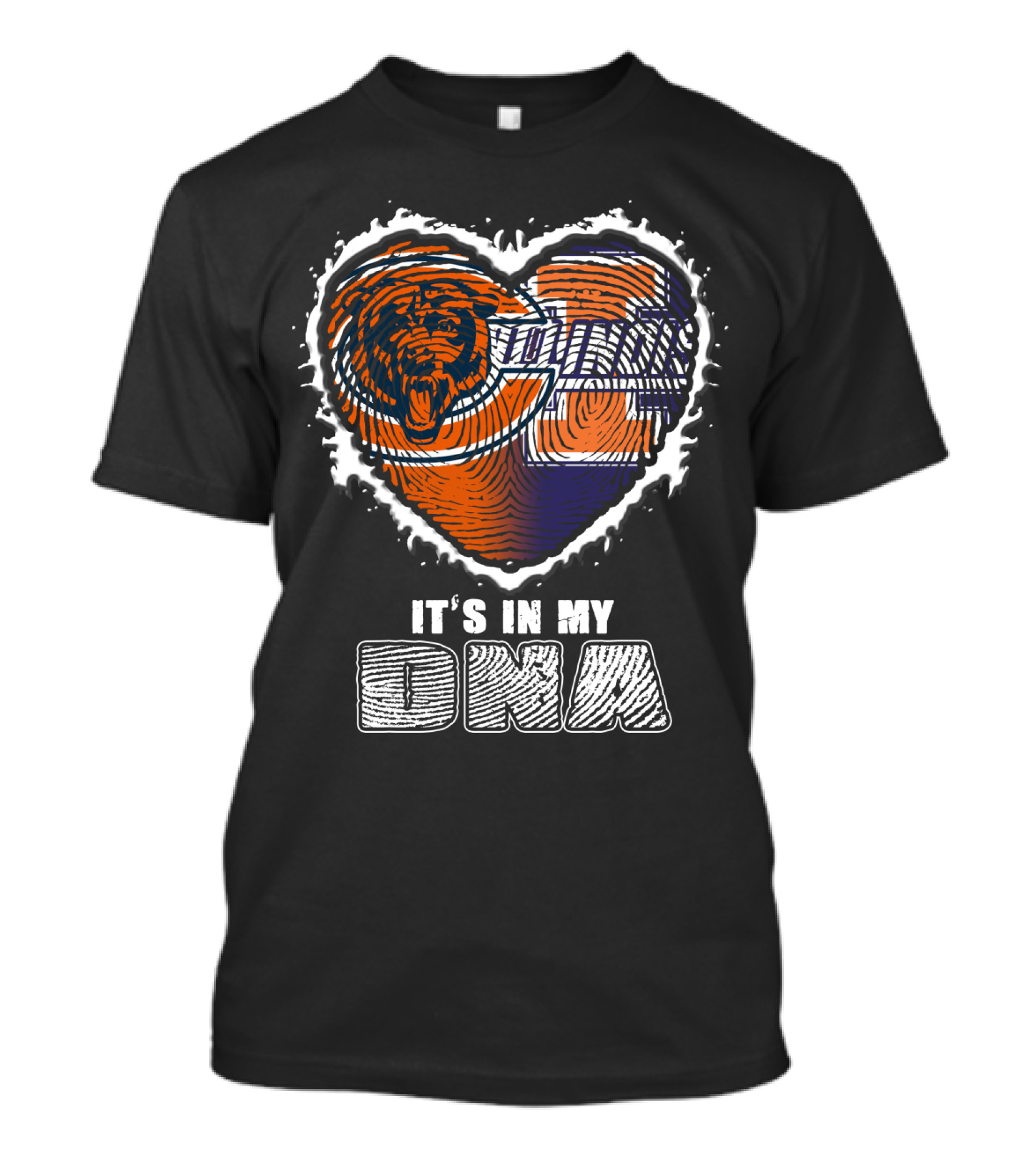 Chicago Bears It's In My Dna Heart Fingerprint T-Shirt