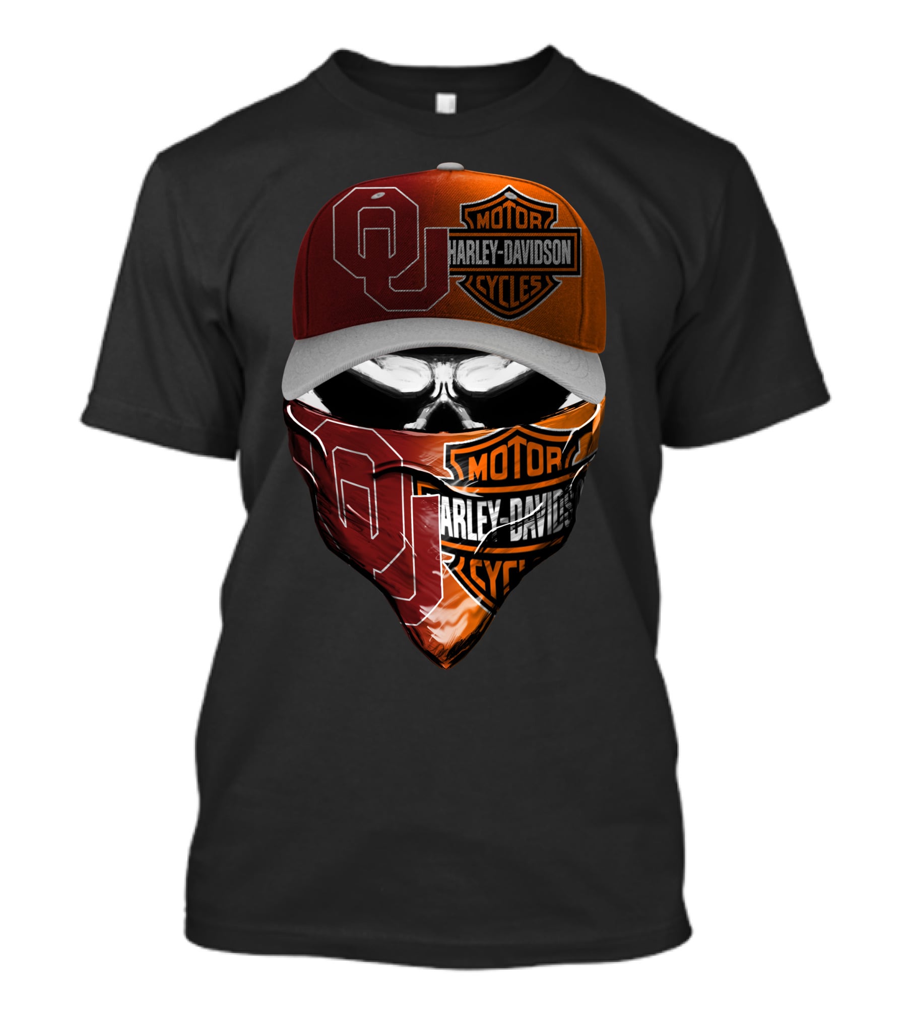Oklahoma Sooners Harley Davidson Motorcycles Skull Mask T-Shirt
