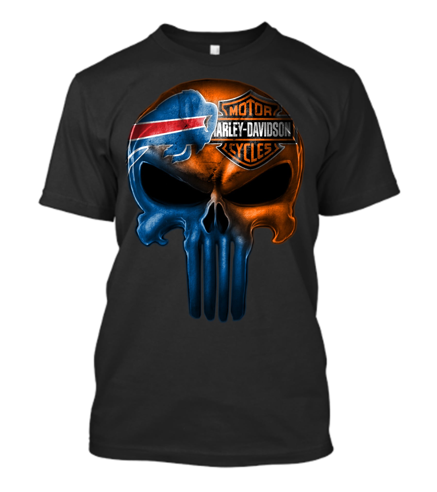 Buffalo Bills Harley Davidson Punisher Skull T-Shirt