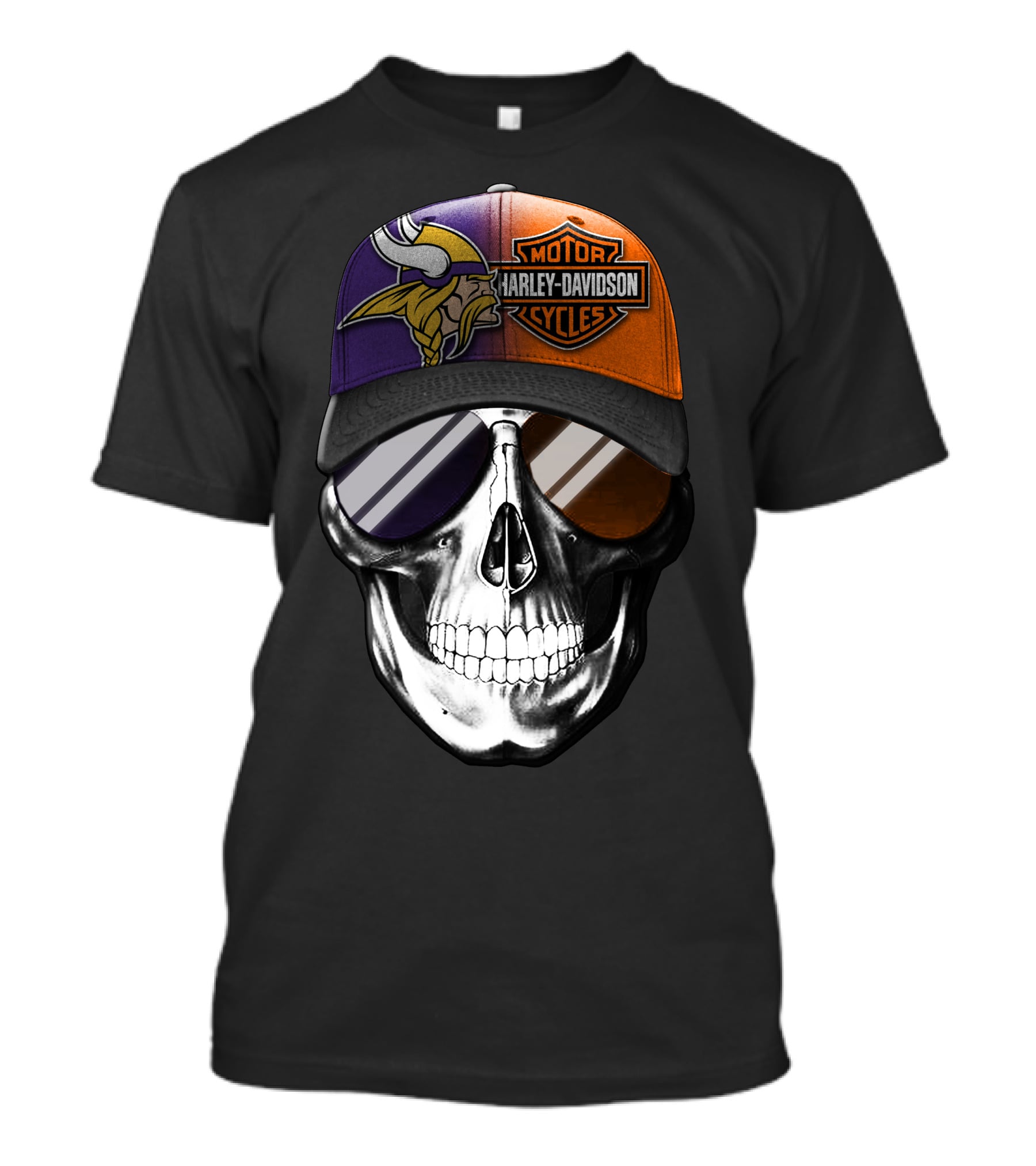 Minnesota Vikings Harley Davidson Skull T-Shirt