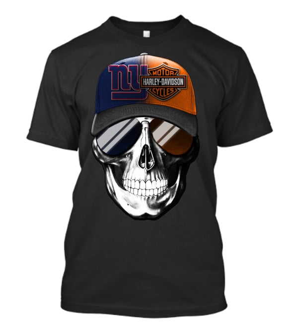 New York Giants Harley Davidson Skull Cap T-Shirt