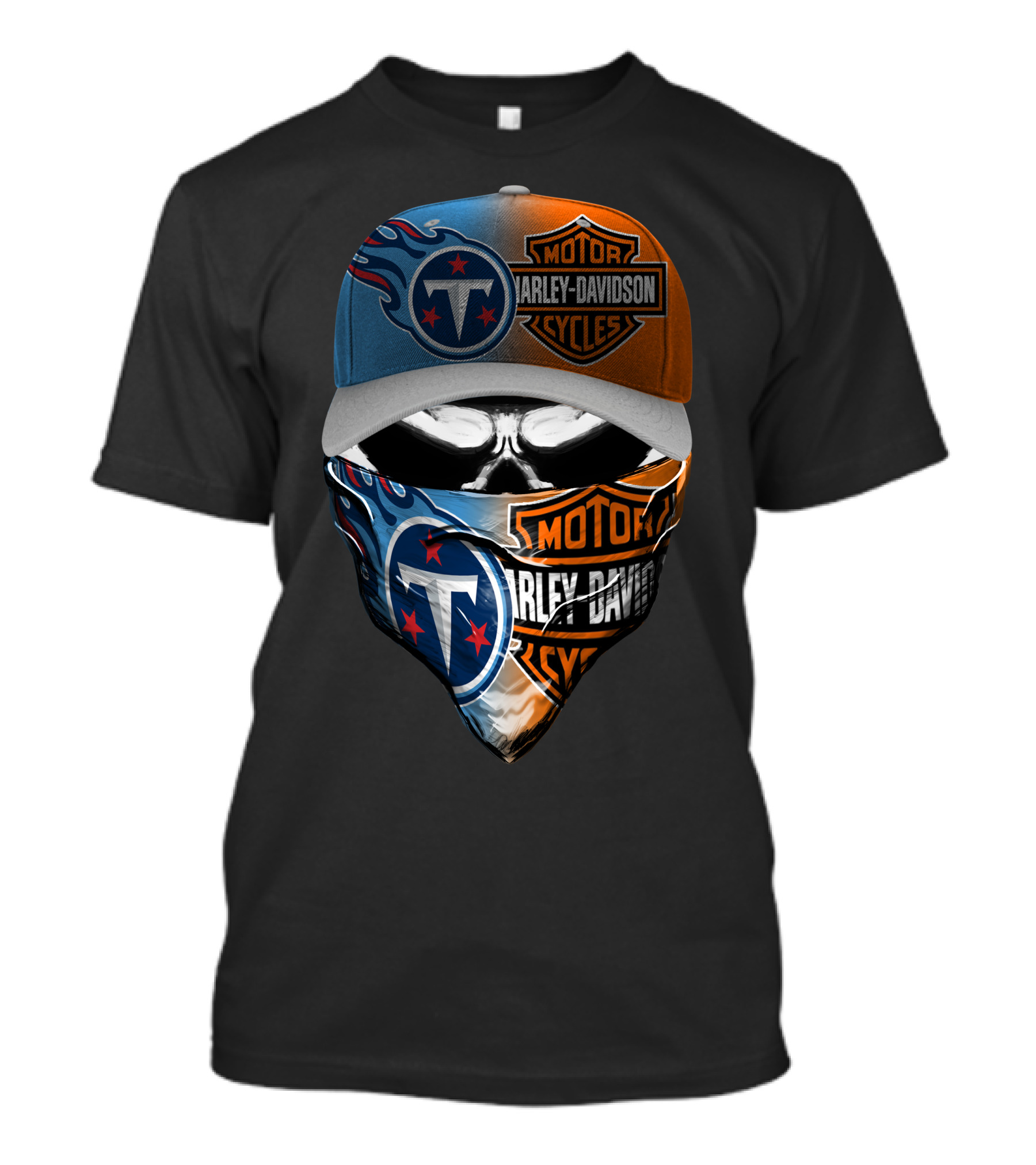 Tennessee Titans Harley Davidson Combo Skull Mask Cap T-Shirt