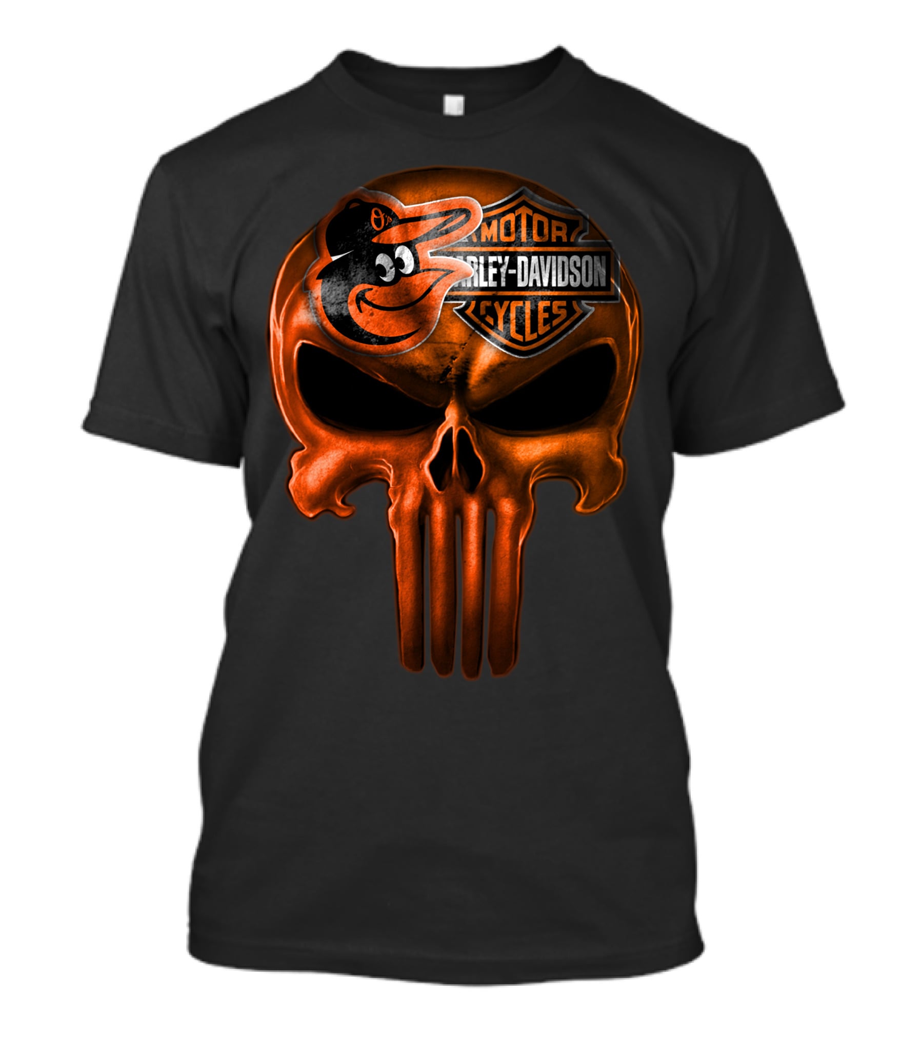 Orioles Harley Davidson Punisher Skull T-Shirt