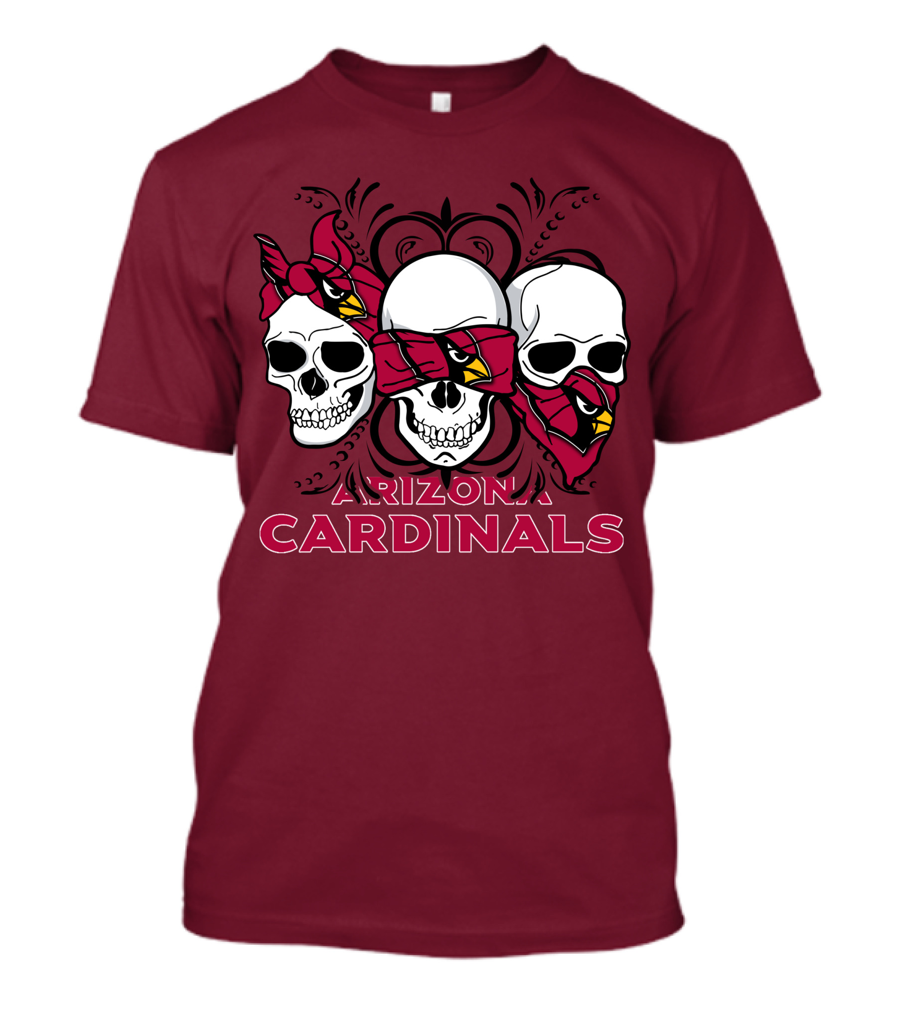 Arizona Cardinals Three Skulls T-Shirt