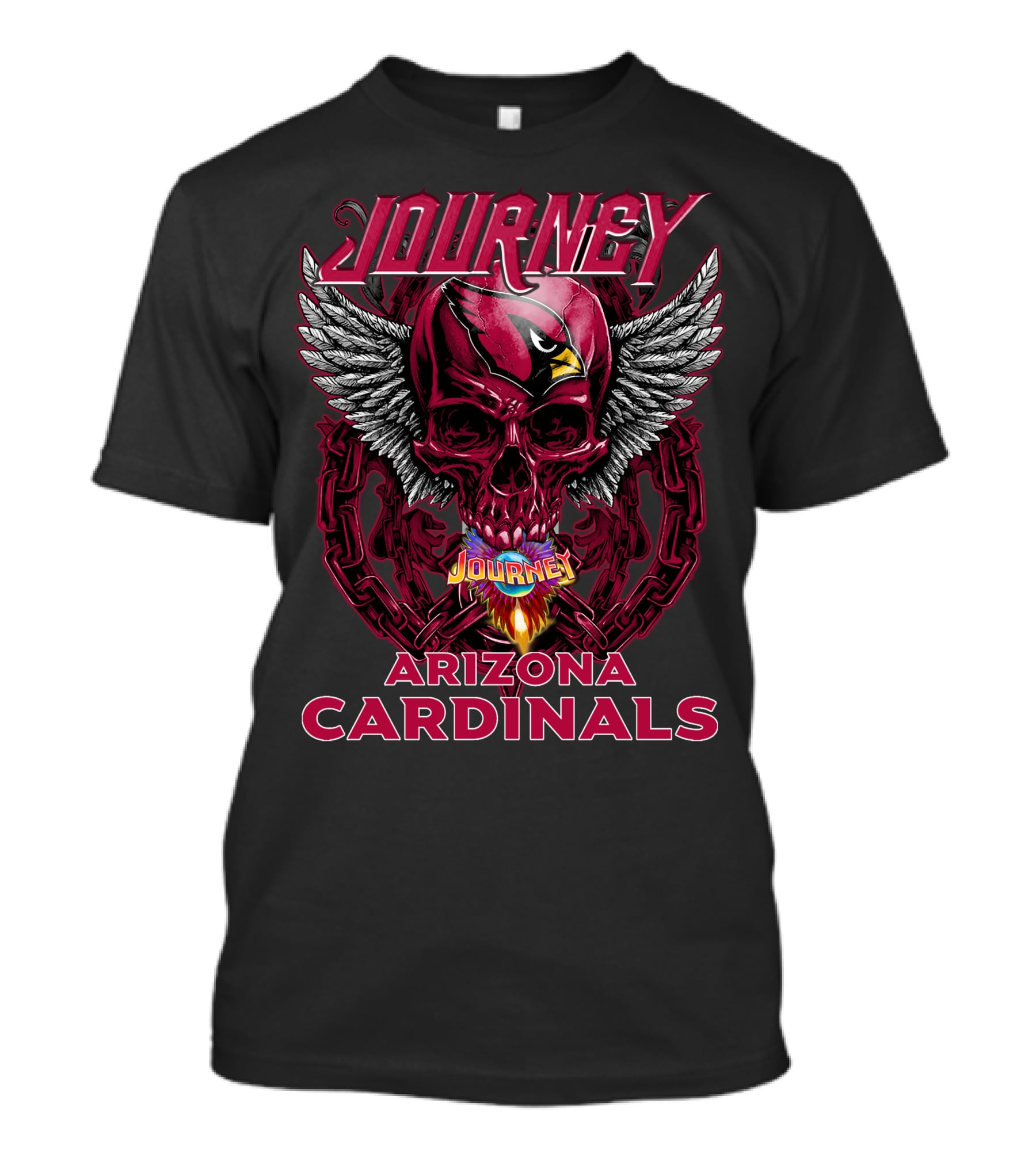 Journey Arizona Cardinals Skull Wings Chain T-Shirt