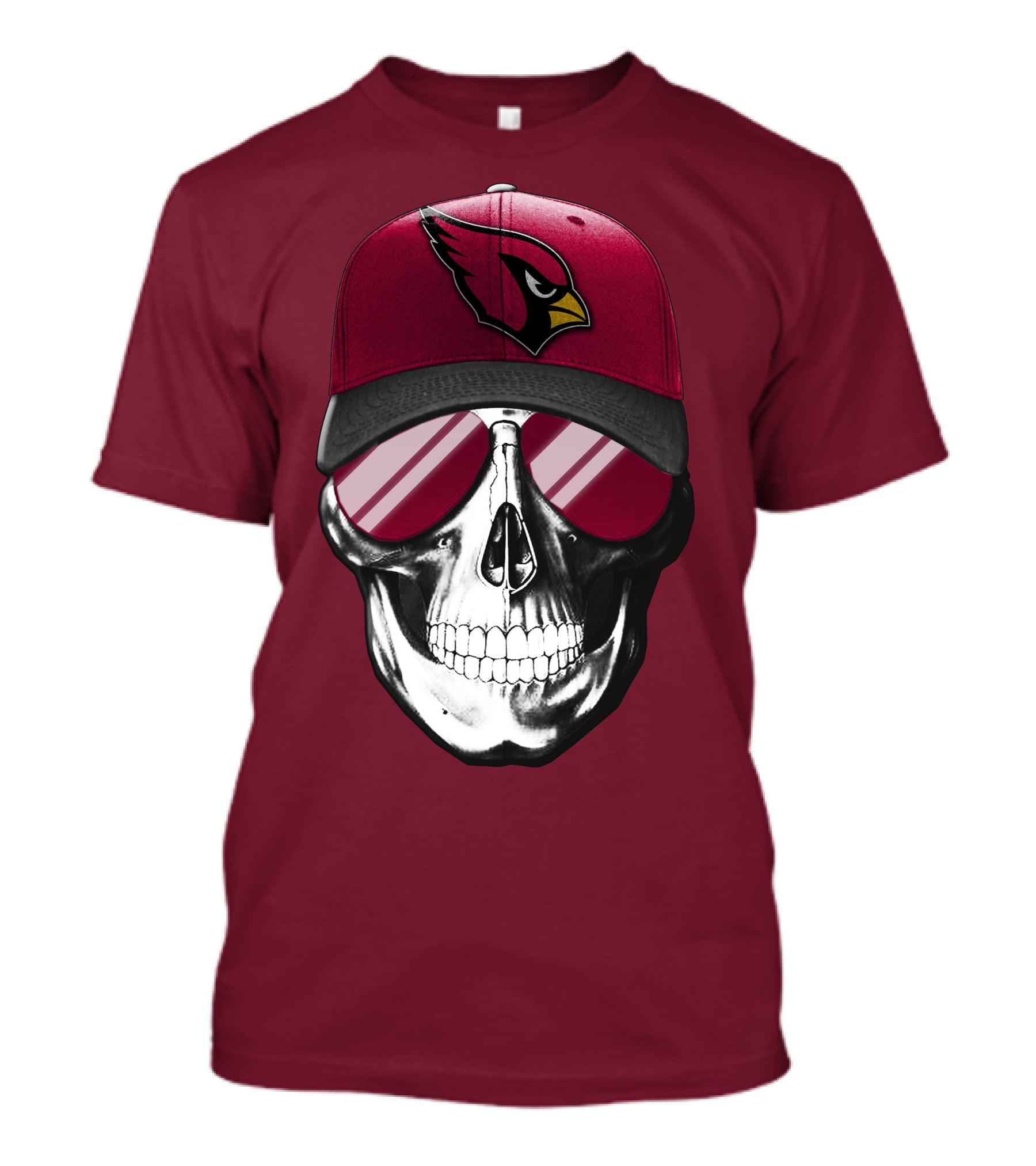 Arizona Cardinals Skull Cap With Sunglasses T-Shirt