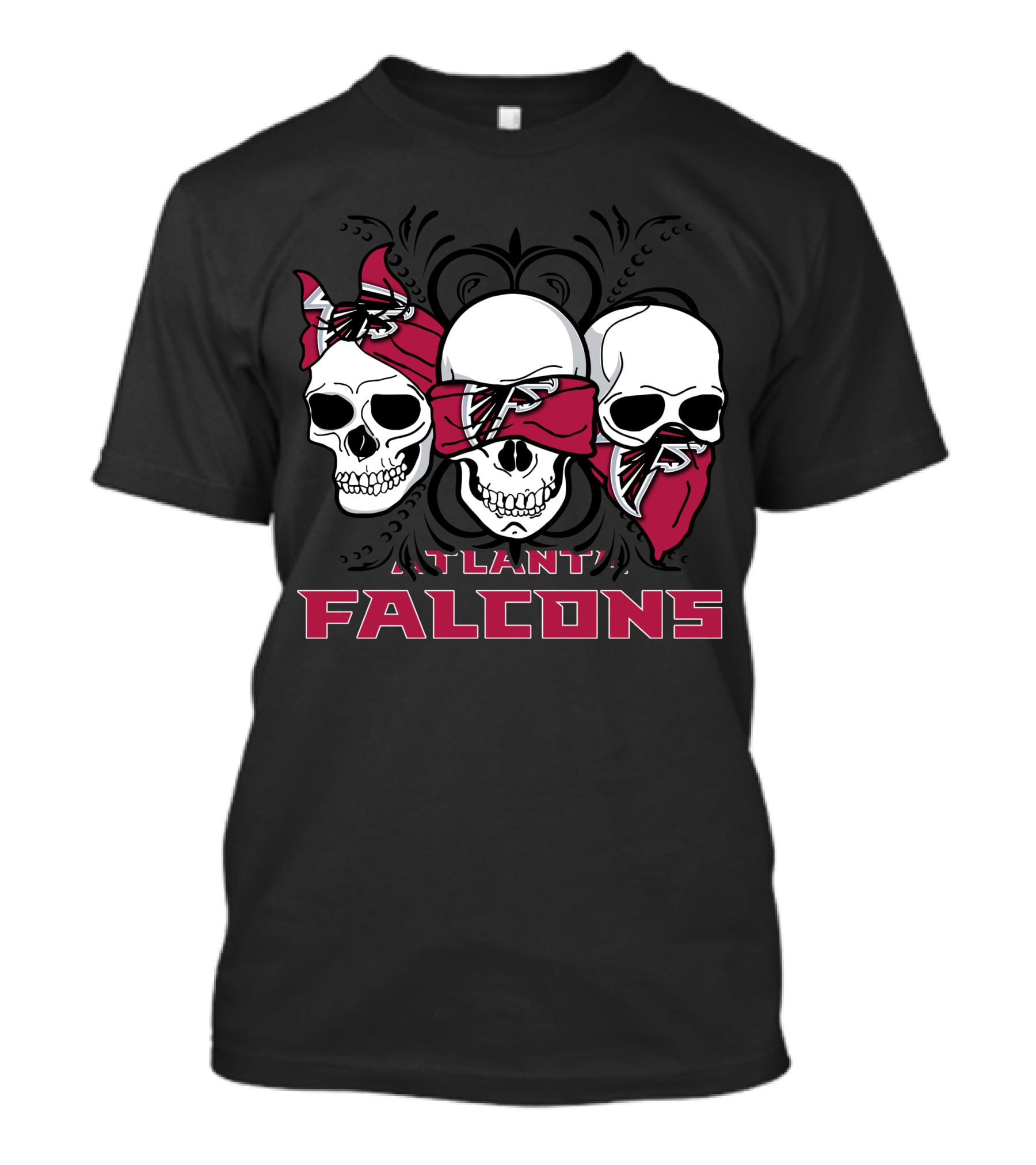 Atlanta Falcons Three Skulls Bandana T-Shirt