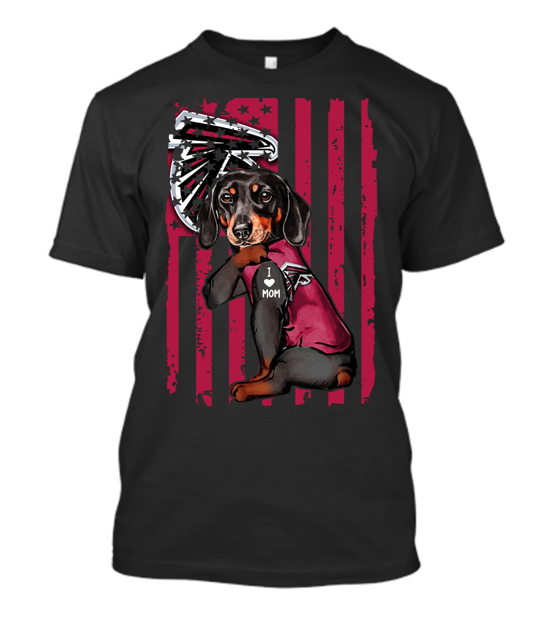 Dachshund I Love Mom Atlanta Falcons Fan Background T-Shirt
