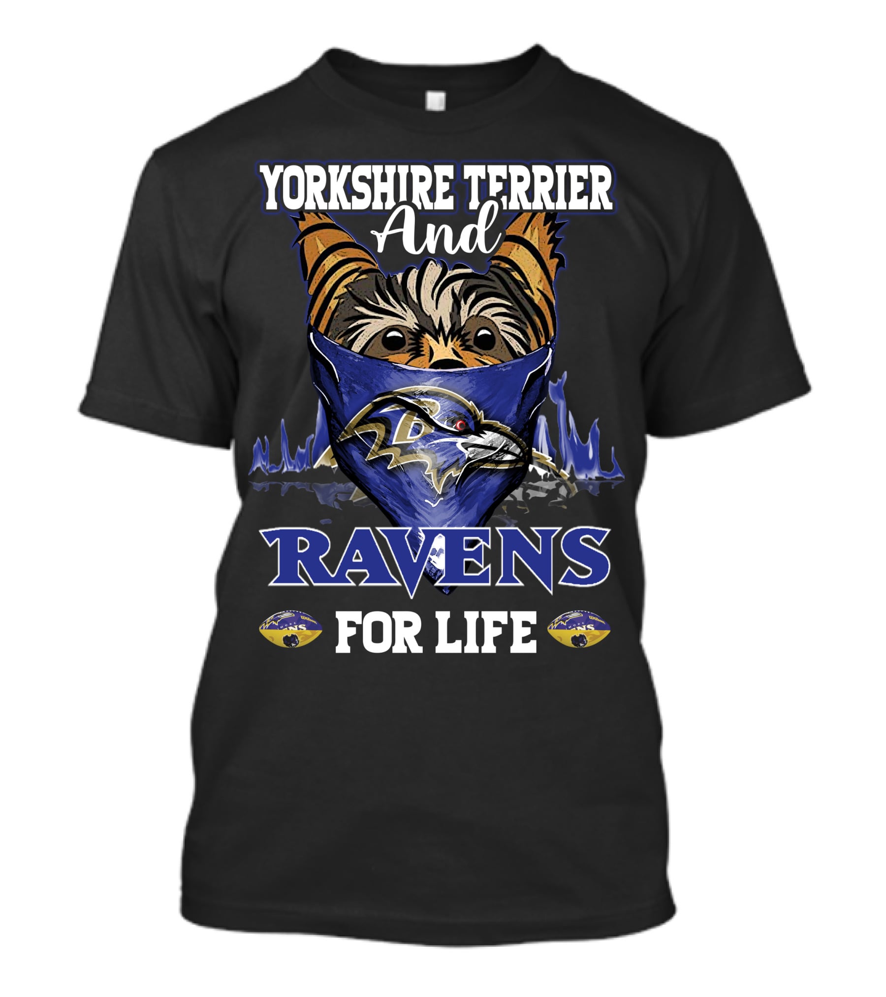 Yorkshire Terrier And Ravens For Life T-Shirt