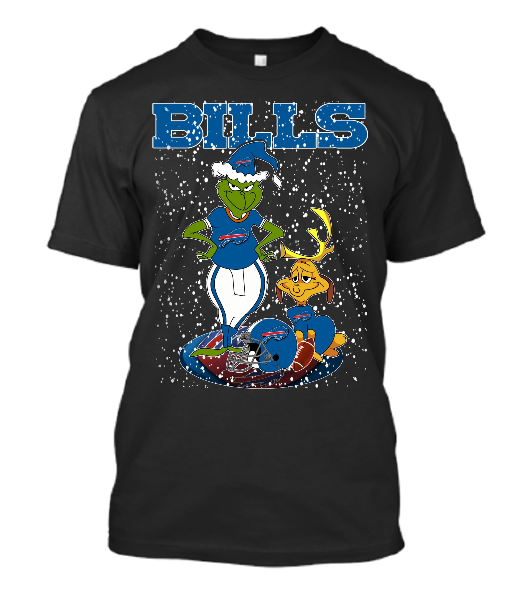Grinchxmas Buffalo Bills Snowy Grinch And Max Football T-Shirt