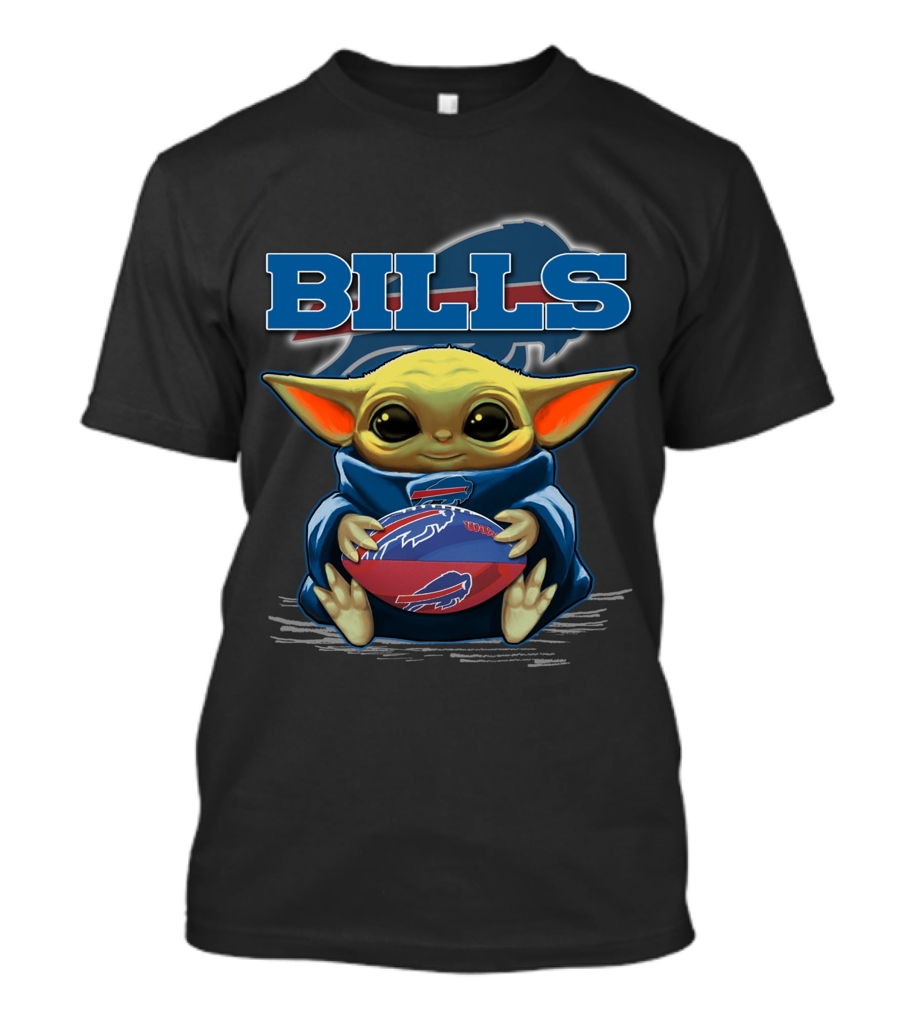BILLS Yoda Baby Holding Buffalo Bills Football T-Shirt