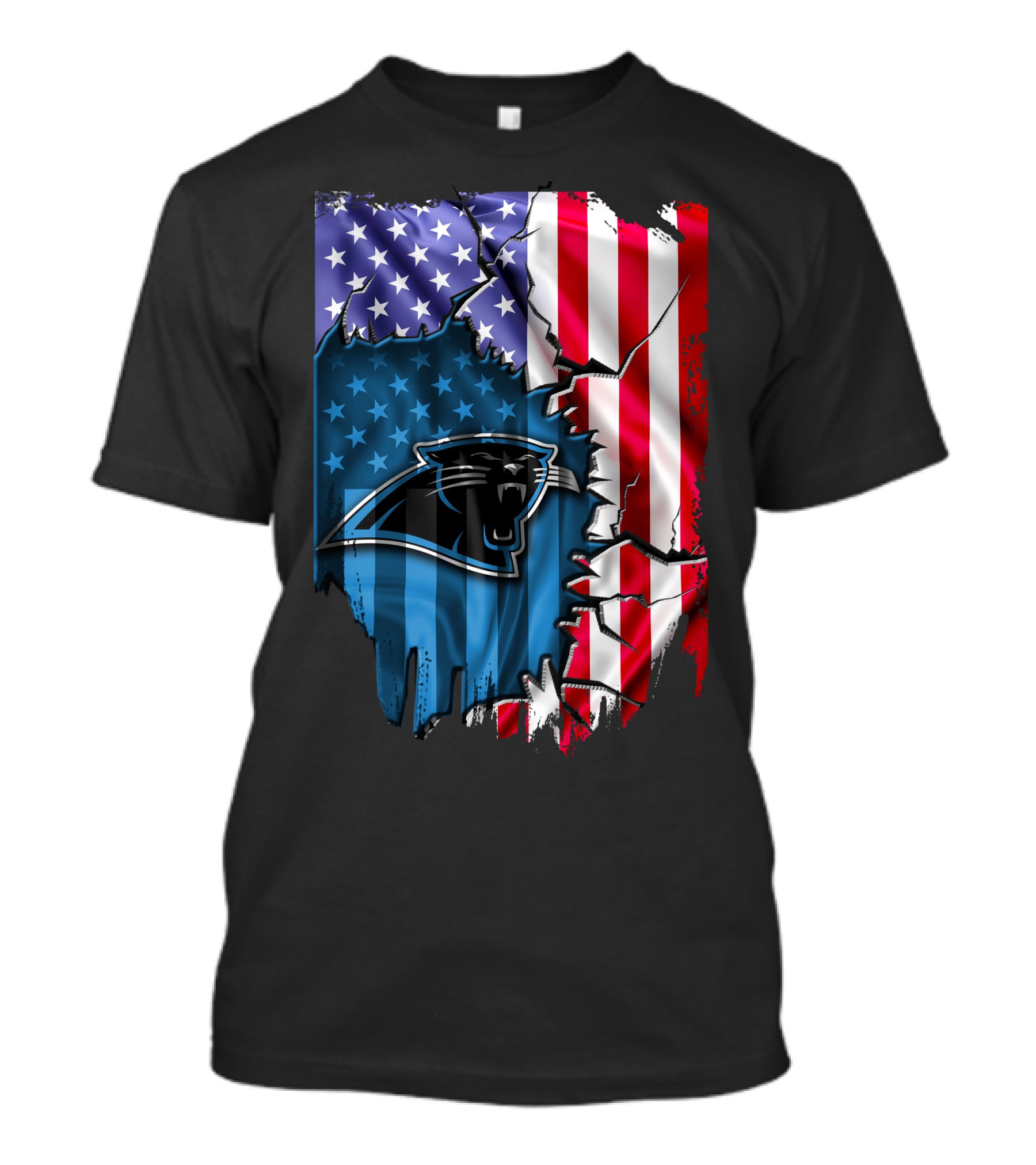 American Flag With Carolina Panthers T-Shirt
