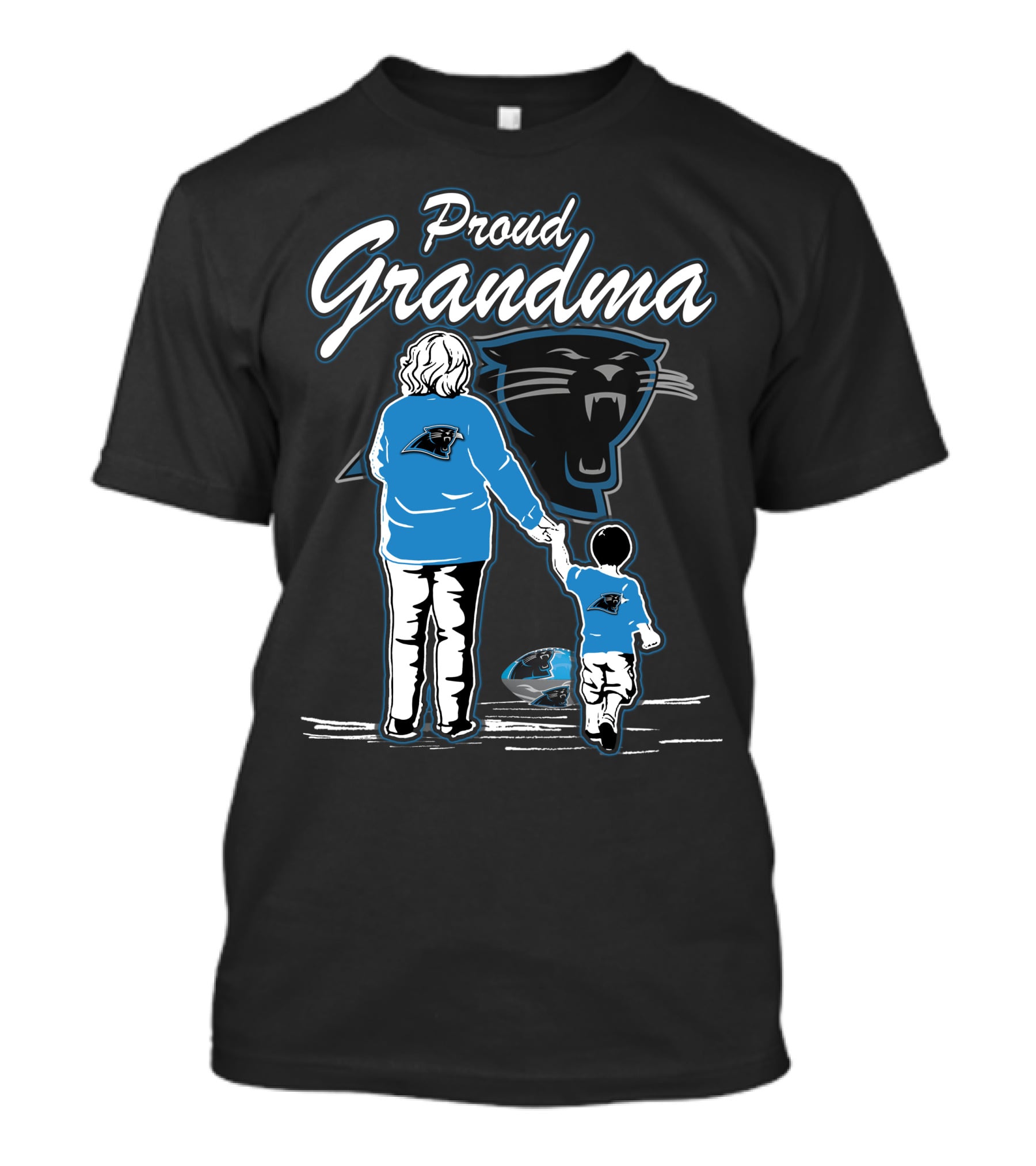 Proud Grandma Carolina Panthers Fan Holding Child With Team T-Shirt