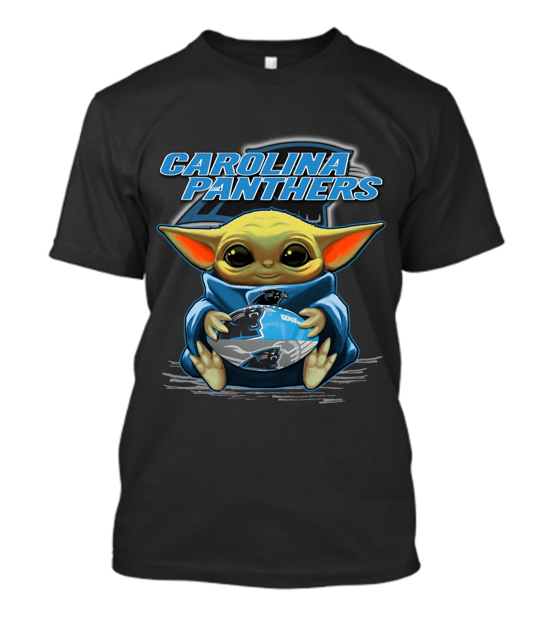 Yoda Carolina Panthers Baby Holding Football Fan T-Shirt