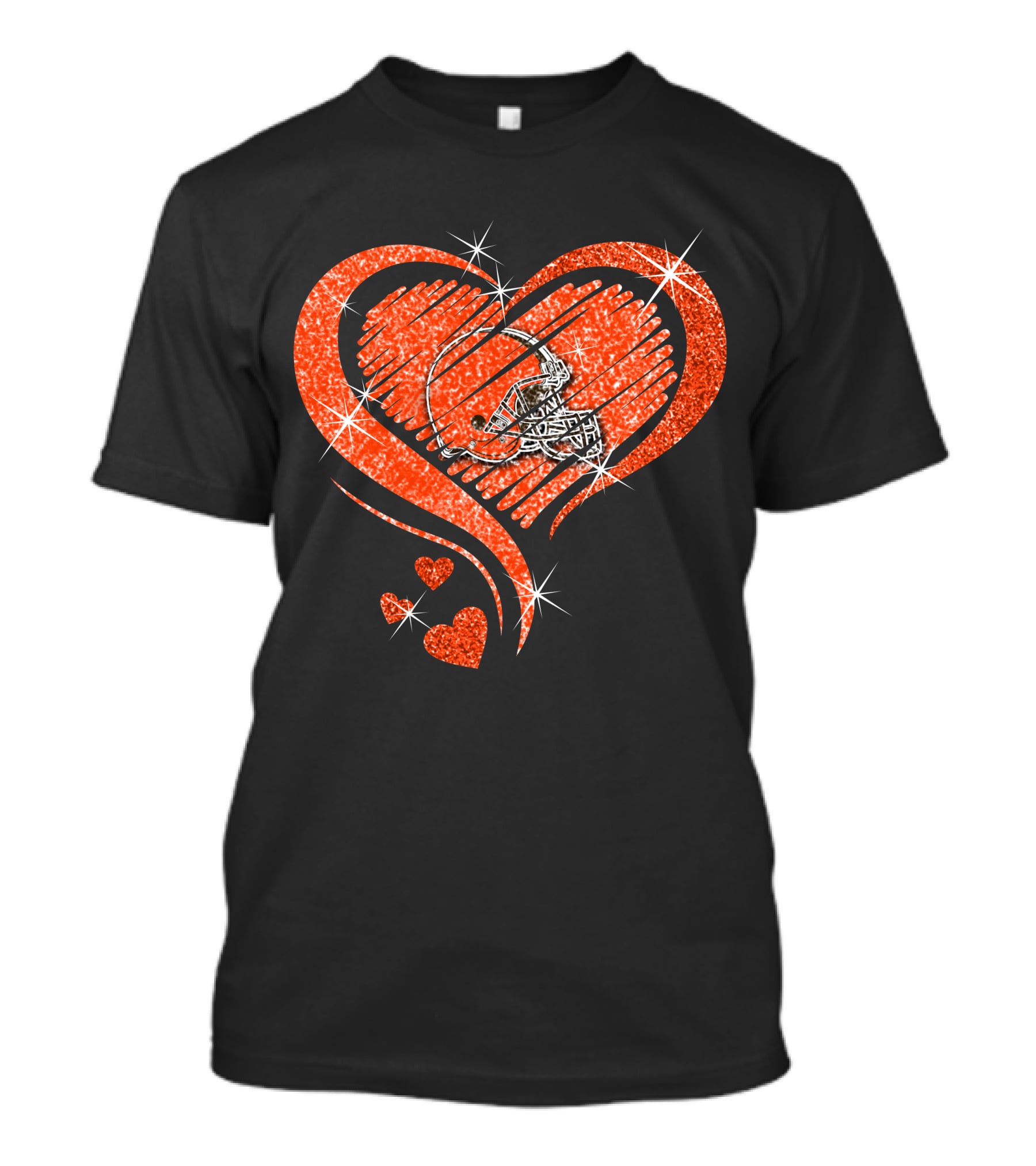 Heart Diamond Cleveland Browns Glitter Helmet Sparkle T-Shirt