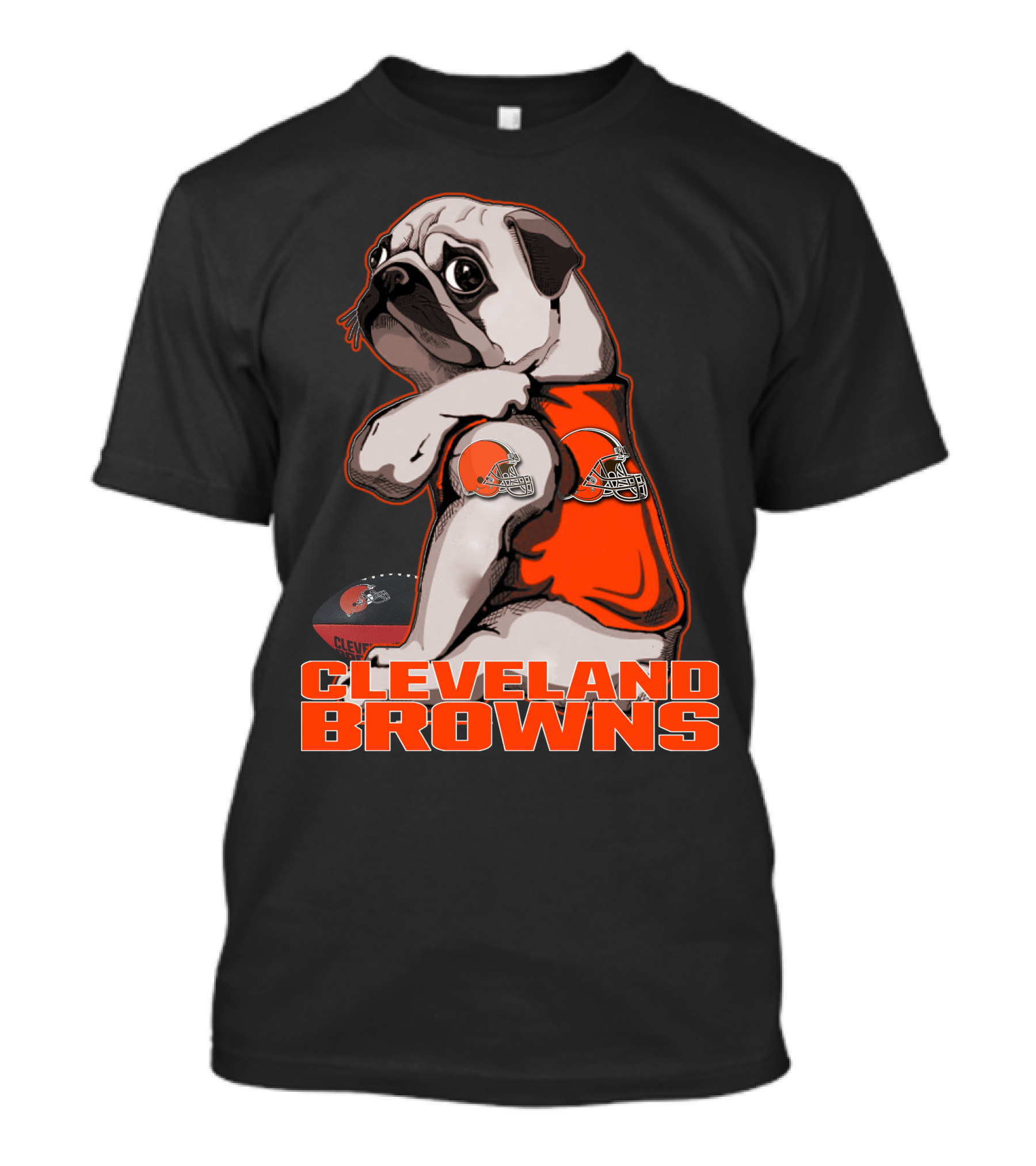 Cleveland Browns Pug Football Fan Mascot T-Shirt